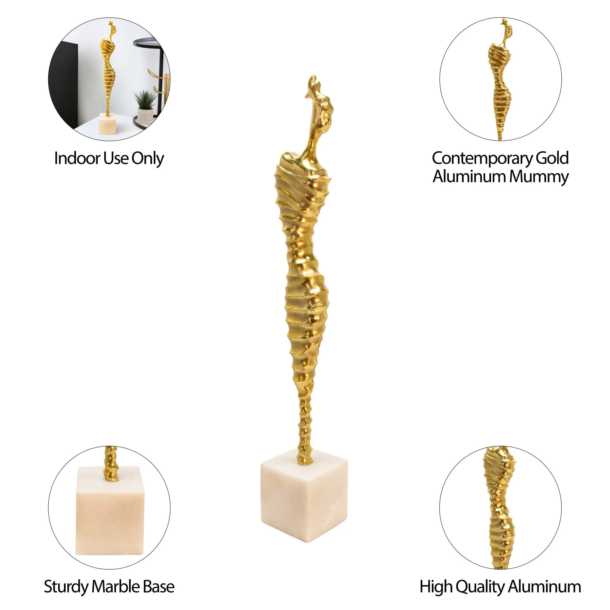27" Metal Modern Female Mummy Deco, Gold - Image 7