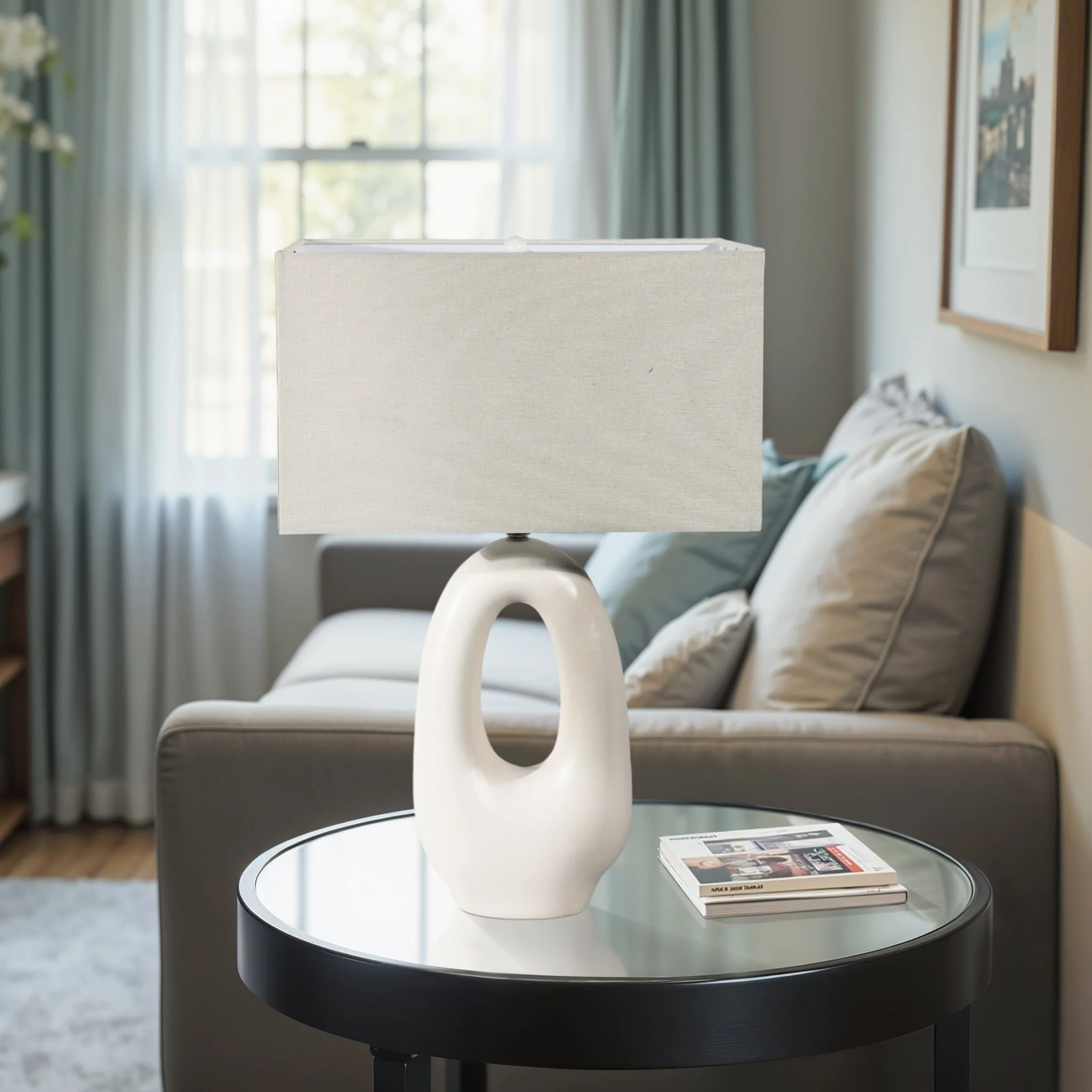 27" Open Cut-out Oval Table Lamp, White - Image 8