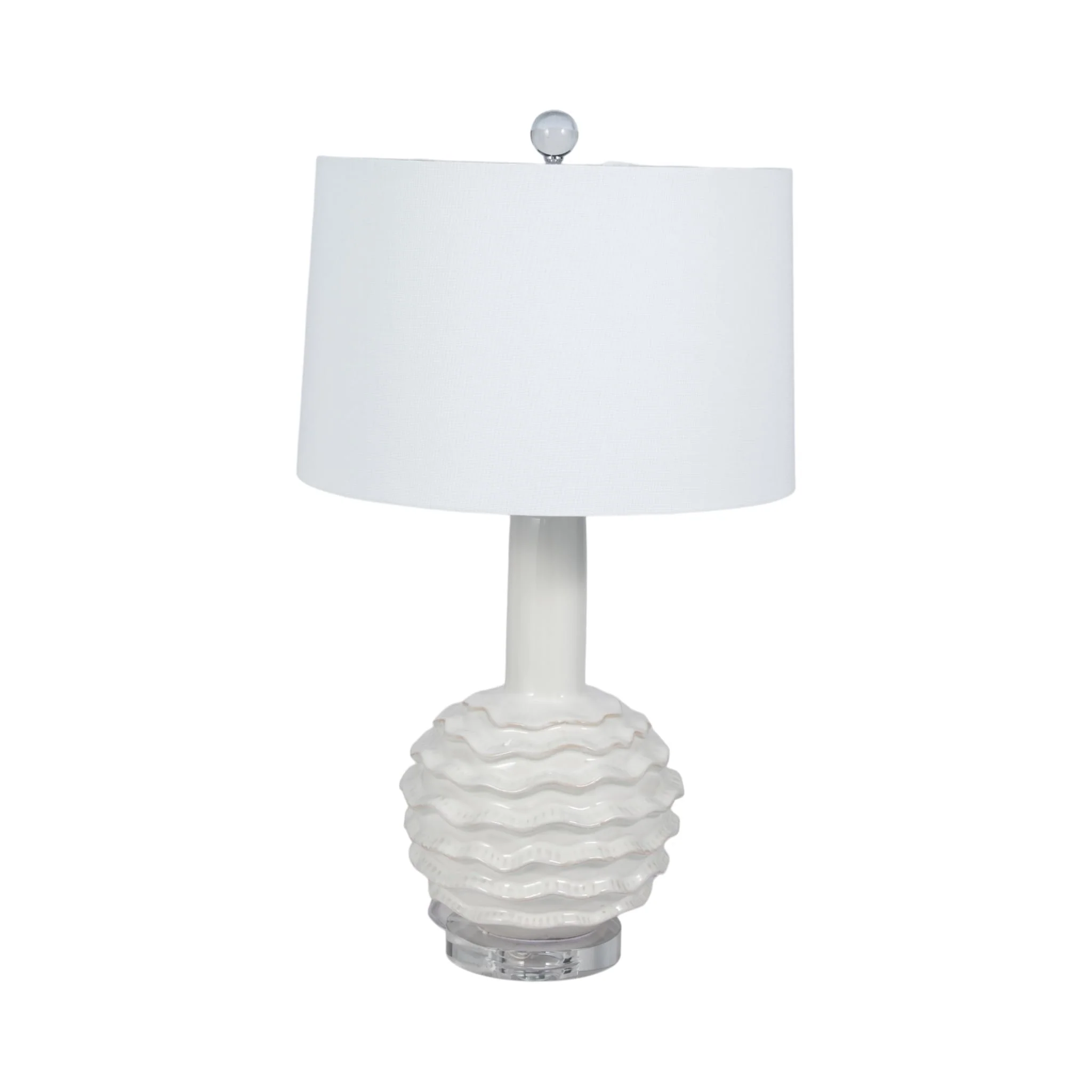27" Ruffles Table Lamp Crystal Base, White - Image 3
