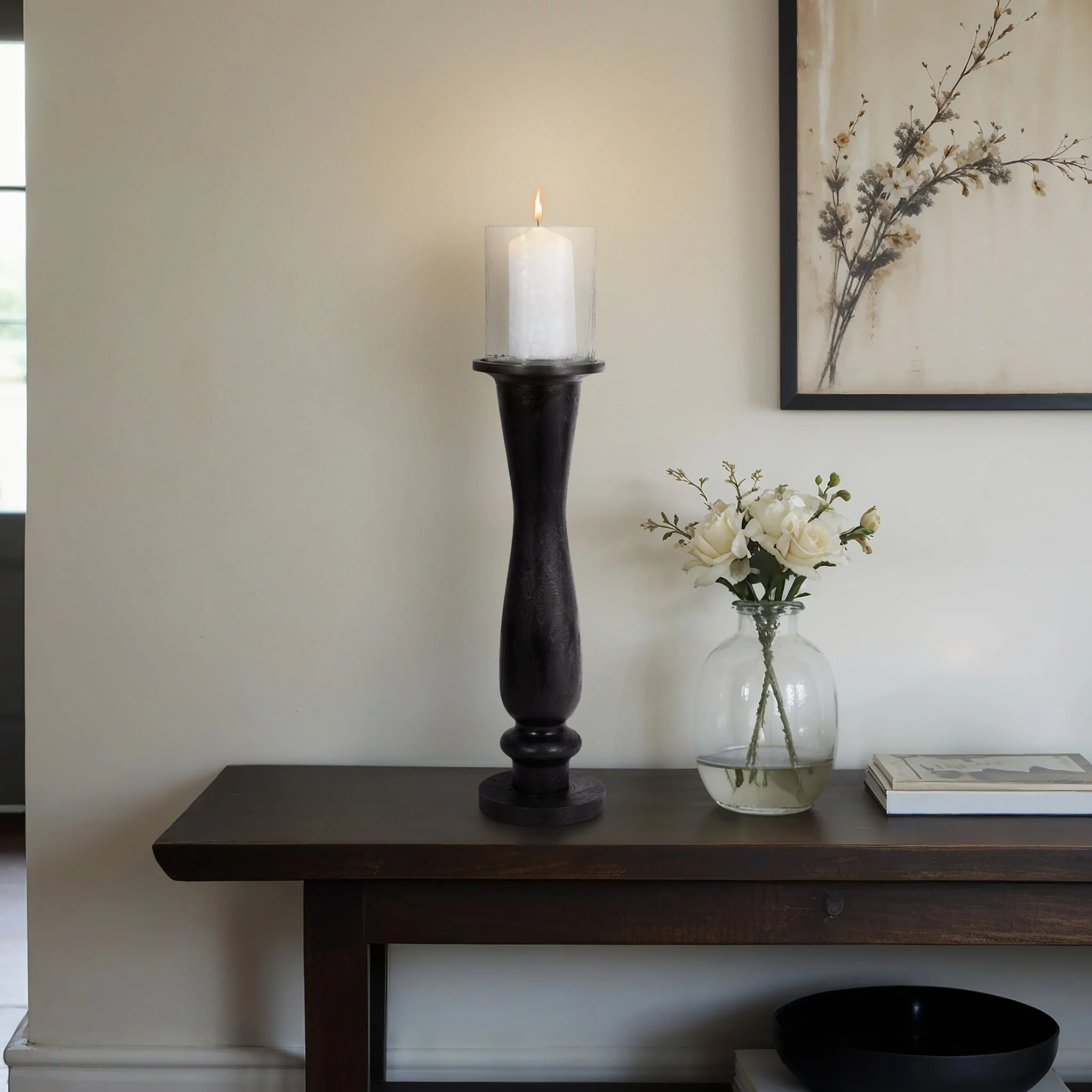 27" Traditional Hurricane On Pedestal, Black - Image 10