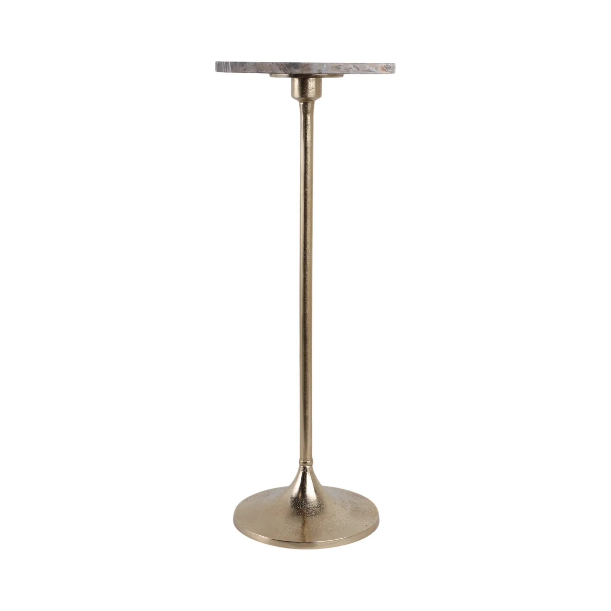 27x10" Marble Top Drink Table, Brown/gold - Image 2