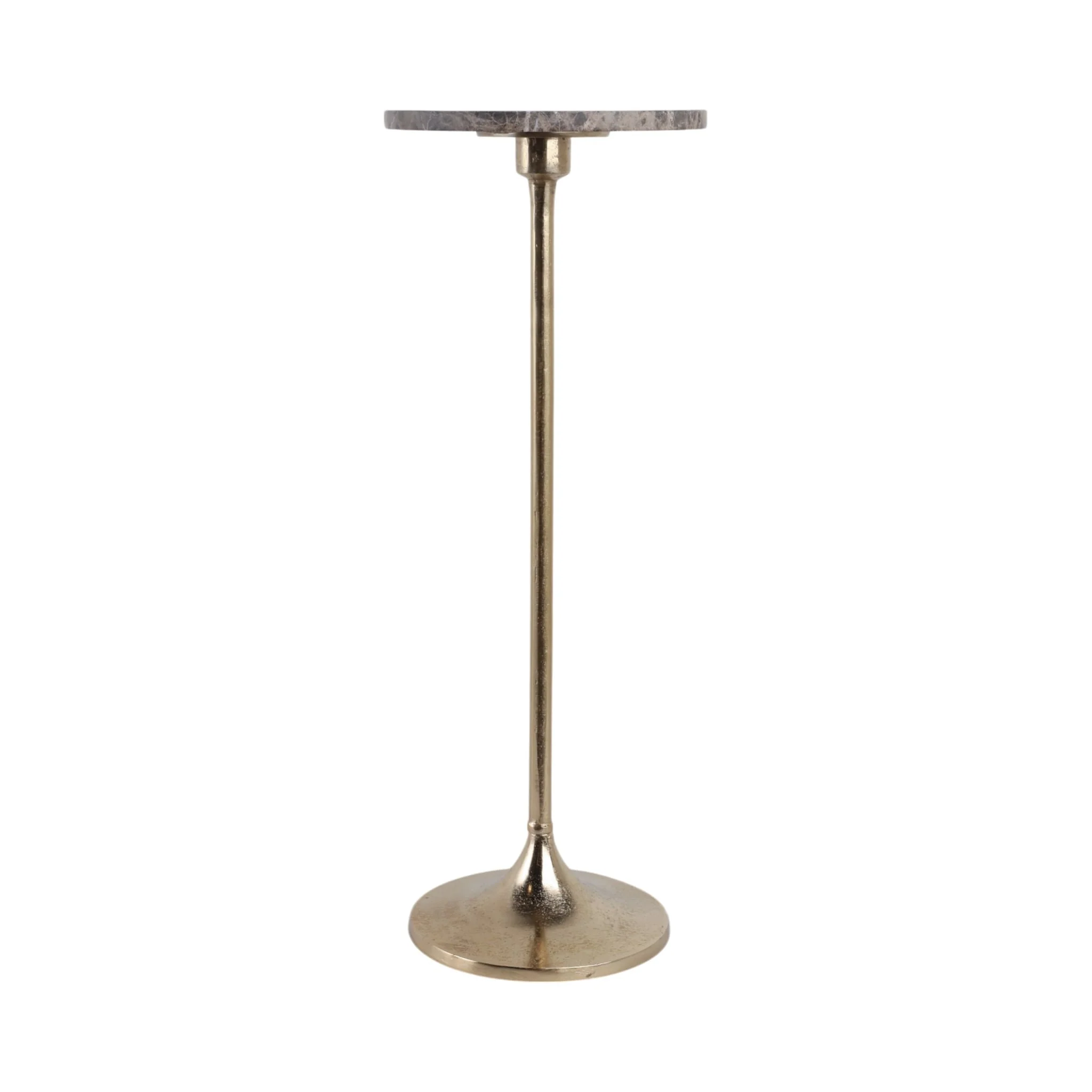 27x10" Marble Top Drink Table, Brown/gold - Image 4