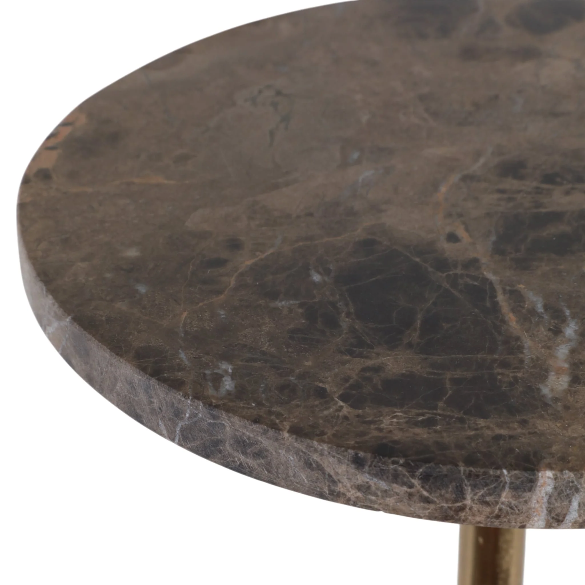27x10" Marble Top Drink Table, Brown/gold - Image 6