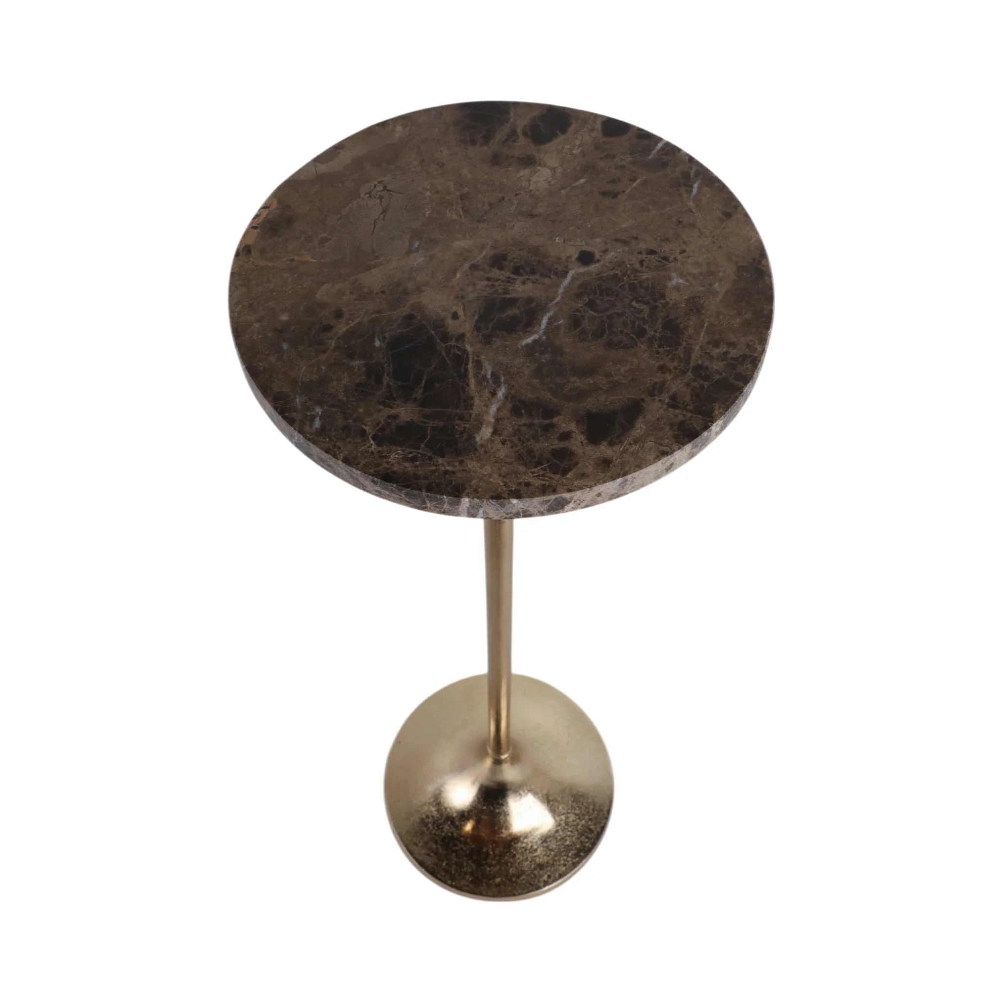 27x10" Marble Top Drink Table, Brown/gold - Image 7