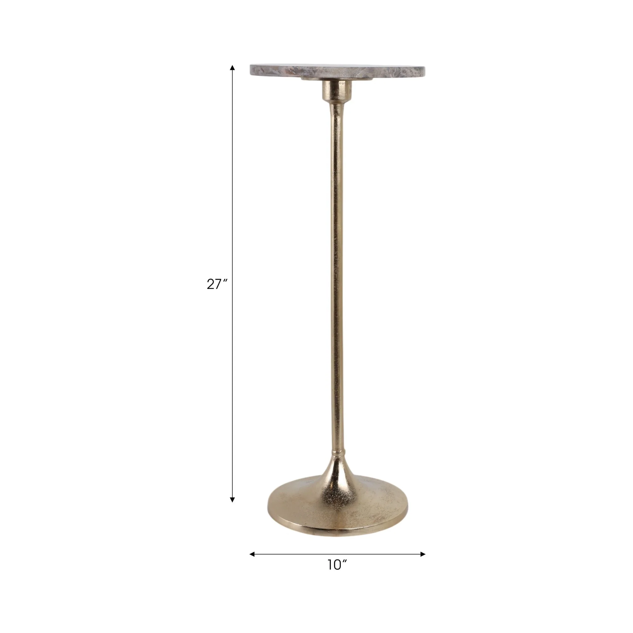 27x10" Marble Top Drink Table, Brown/gold - Image 9