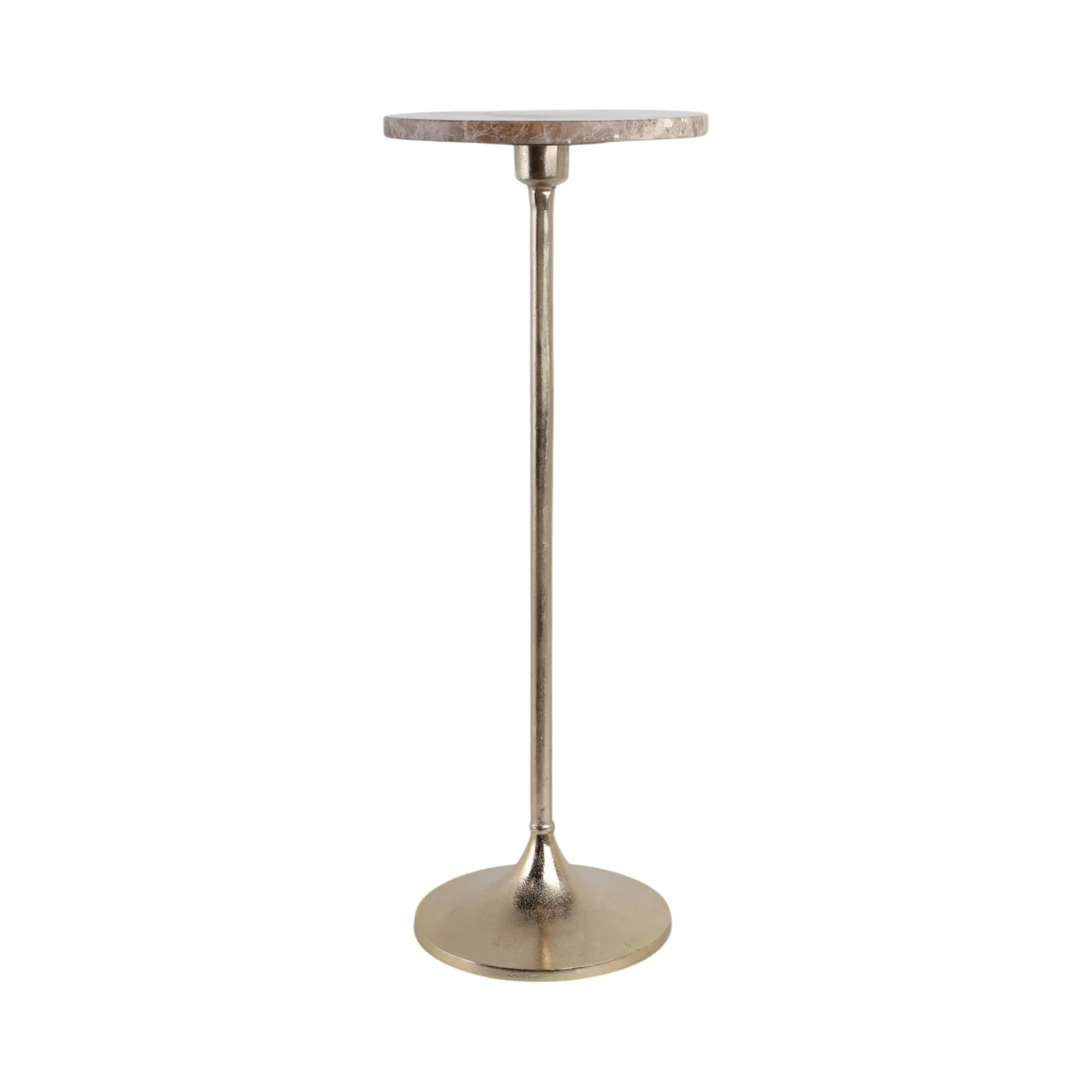 27x10" Marble Top Drink Table, Tan/gold - Image 2