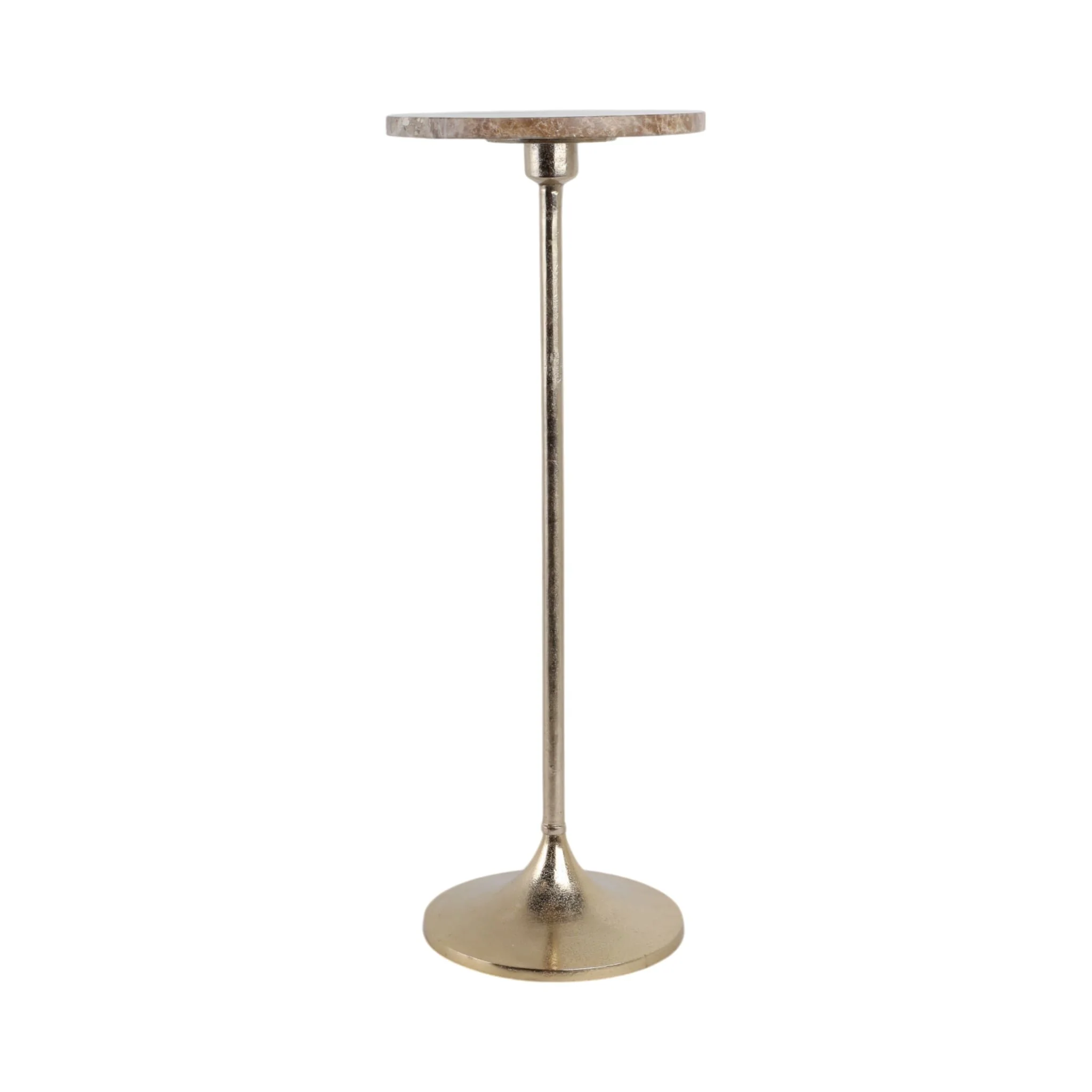 27x10" Marble Top Drink Table, Tan/gold - Image 4