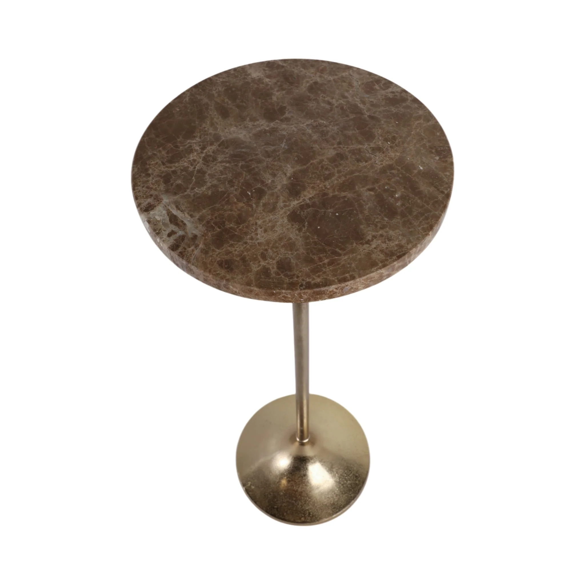27x10" Marble Top Drink Table, Tan/gold - Image 7