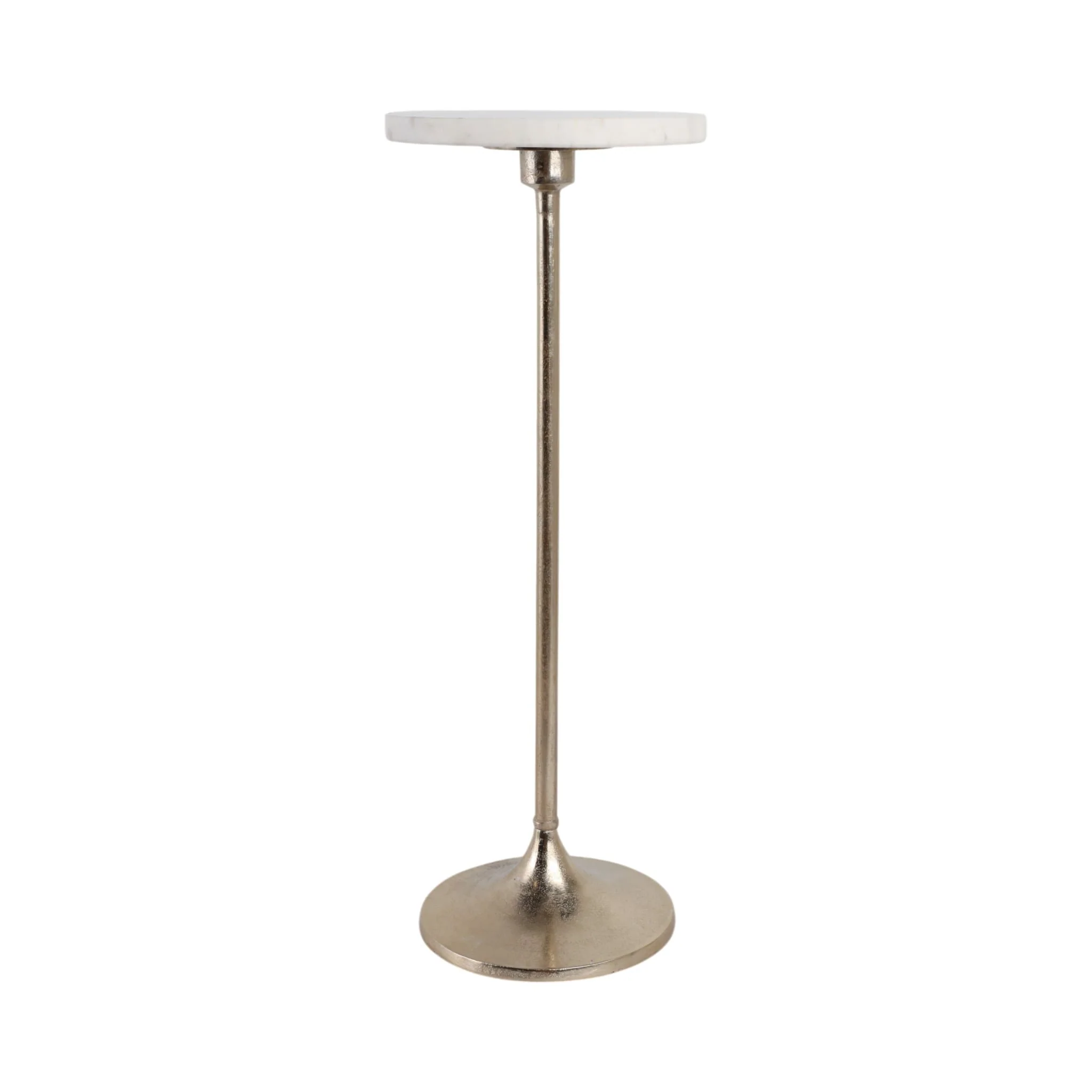 27x10" Marble Top Drink Table, White/gold - Image 3