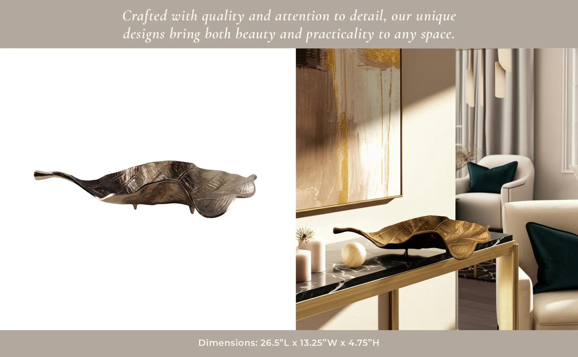 27x14" Leaf Table D?cor, Multi - Image 12