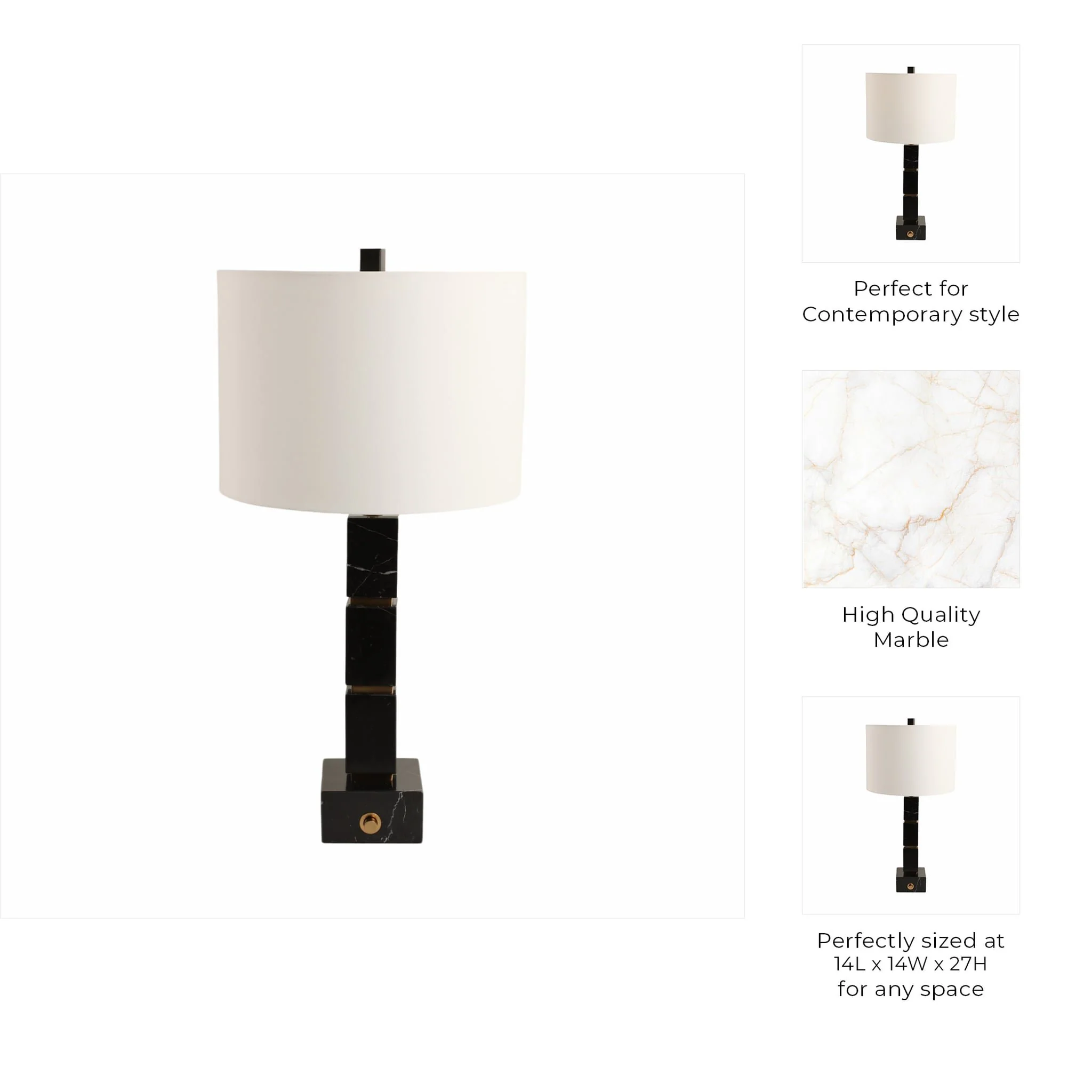 27x14" Stacked Marble Cubes Lamp Base Switch,black - Image 8