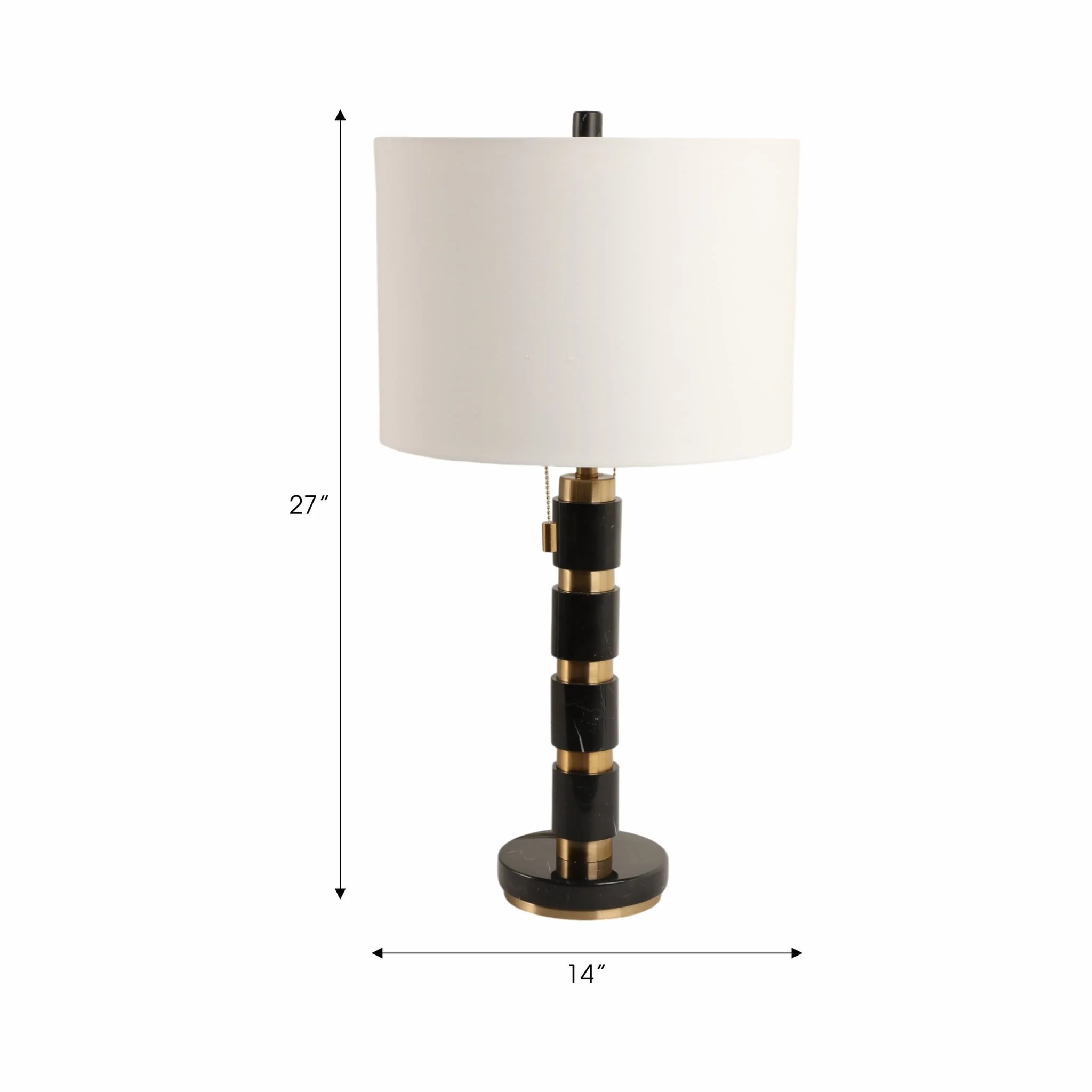 27x14" Stacked Marble Lamp With 2 Pulls, Black/gol - Image 7