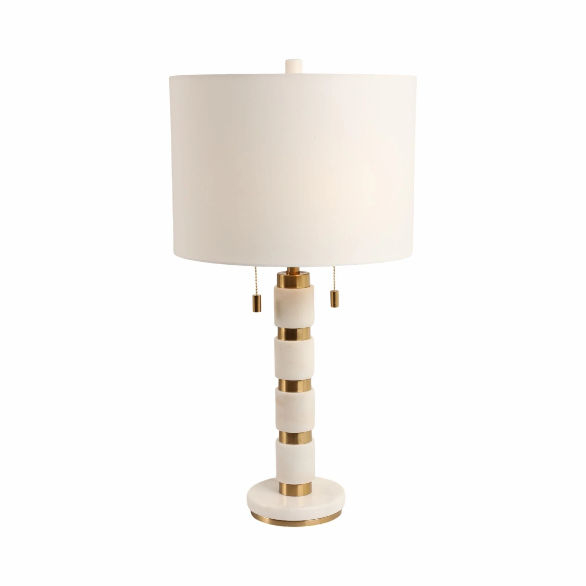 27x14" Stacked Marble Lamp With 2 Pulls, White/gol - Image 2