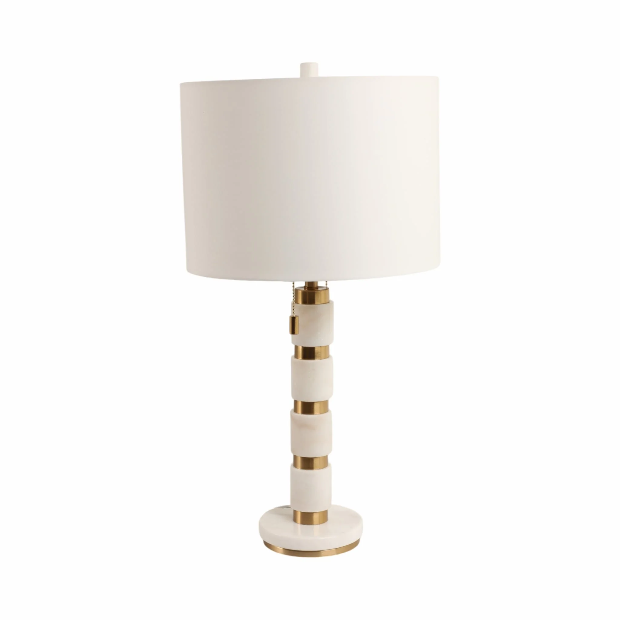 27x14" Stacked Marble Lamp With 2 Pulls, White/gol - Image 3