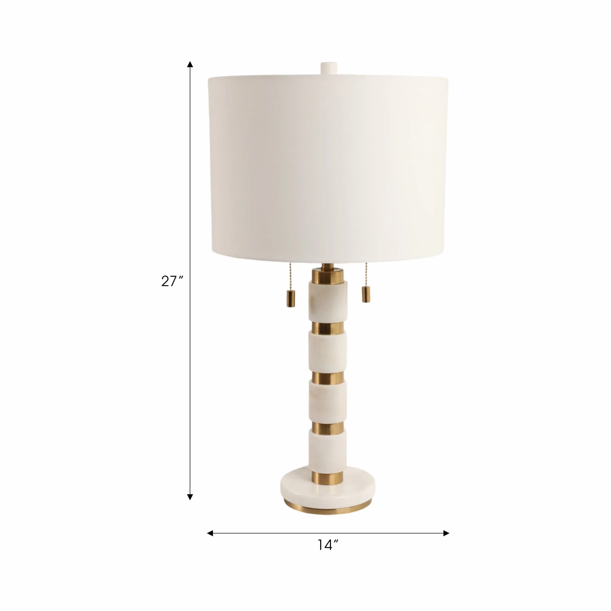 27x14" Stacked Marble Lamp With 2 Pulls, White/gol - Image 7