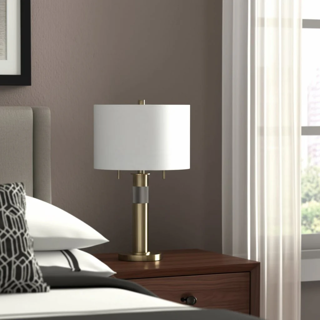 27x15" Metal Lamp With 2 Pulls, Gold - Image 9