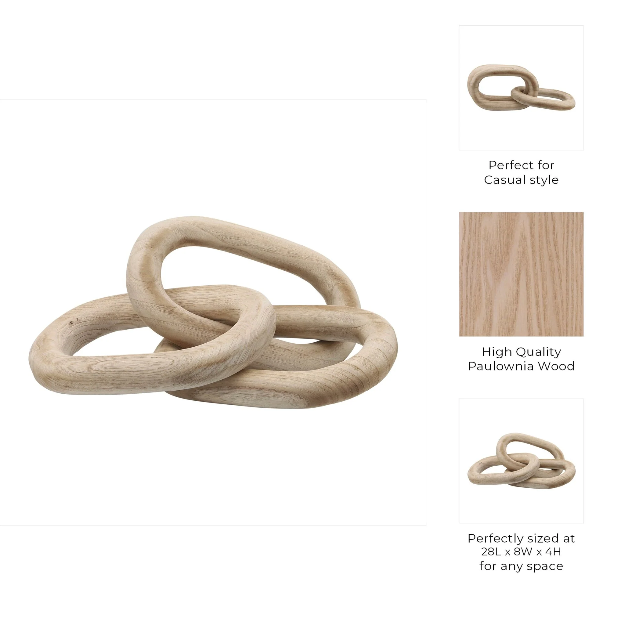 28" 3 Wooden Links, Natural - Image 8