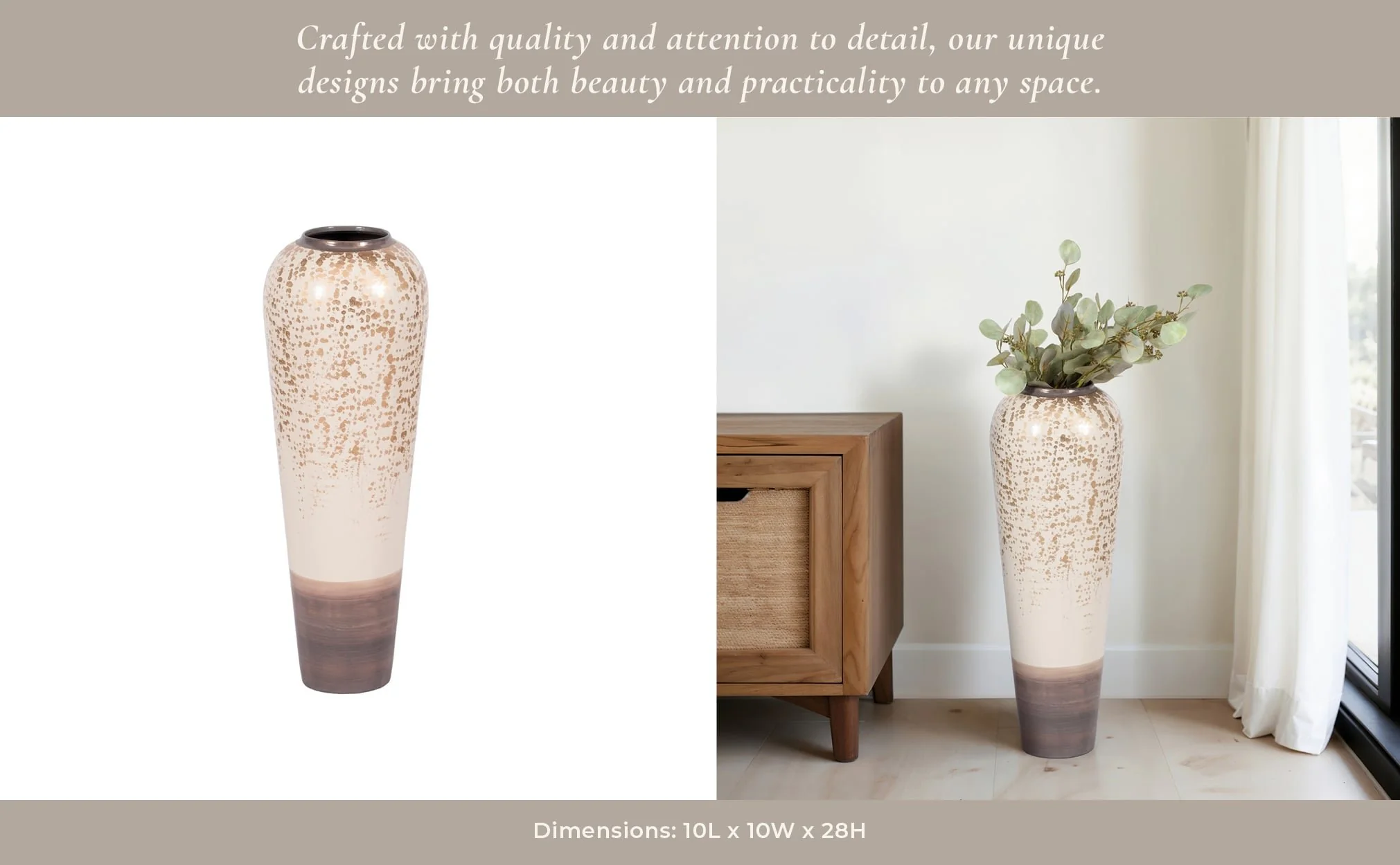 28" Opulence Metal Floor Vase, Grey Multi - Image 9