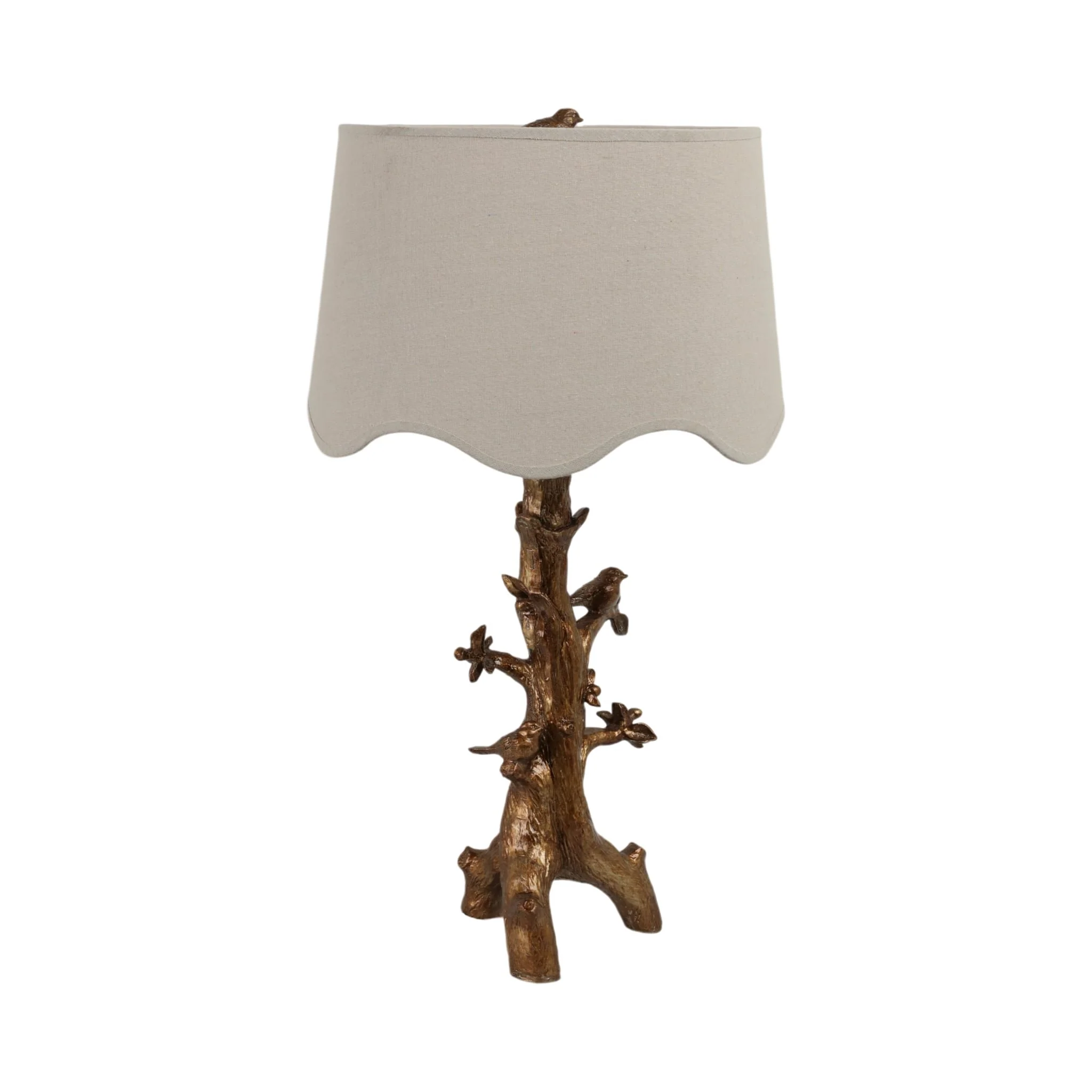 28" Perched Birds On Branch Table Lamp, Gold - Image 2