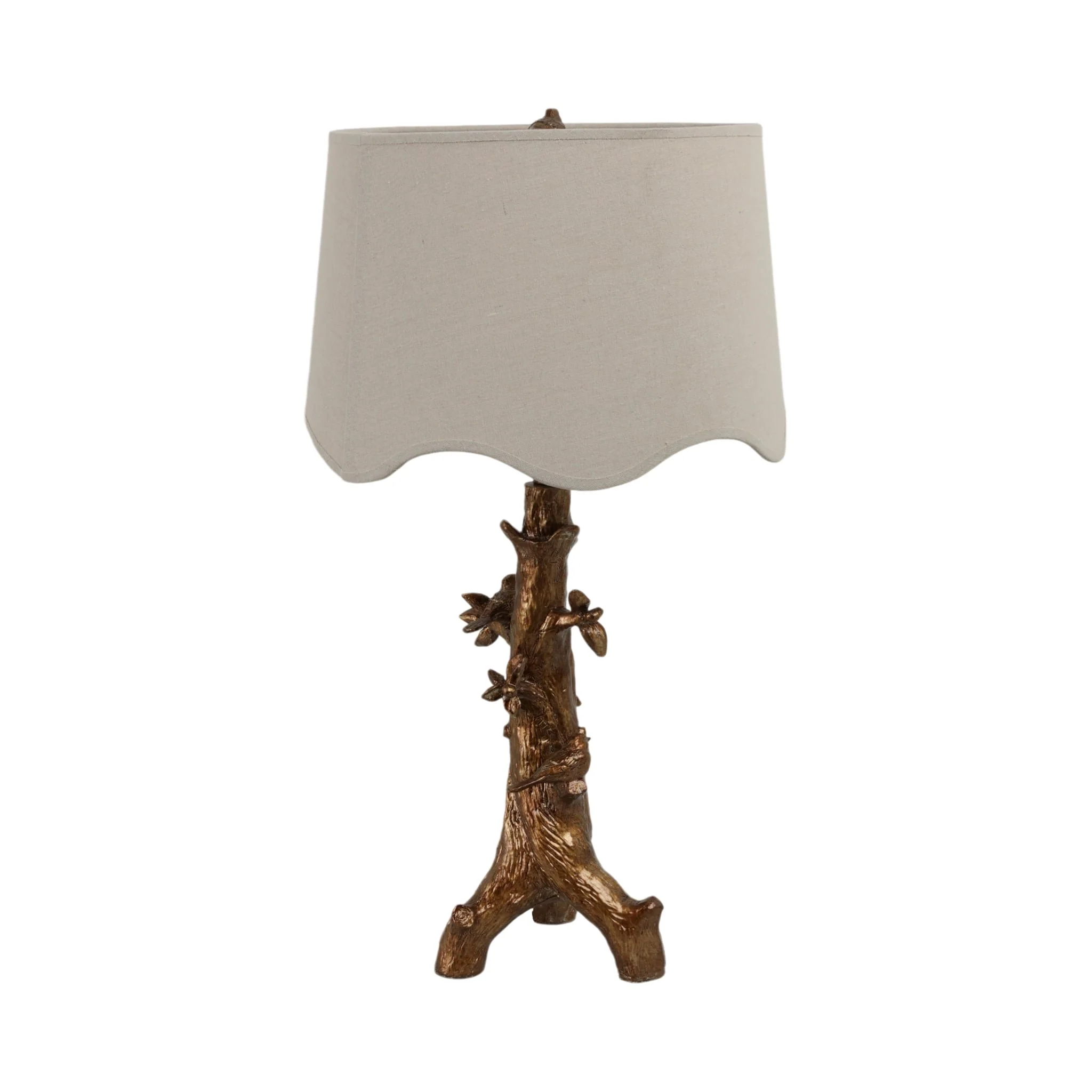 28" Perched Birds On Branch Table Lamp, Gold - Image 3