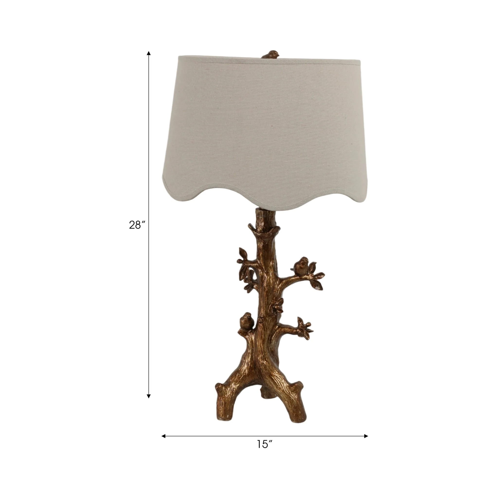 28" Perched Birds On Branch Table Lamp, Gold - Image 6