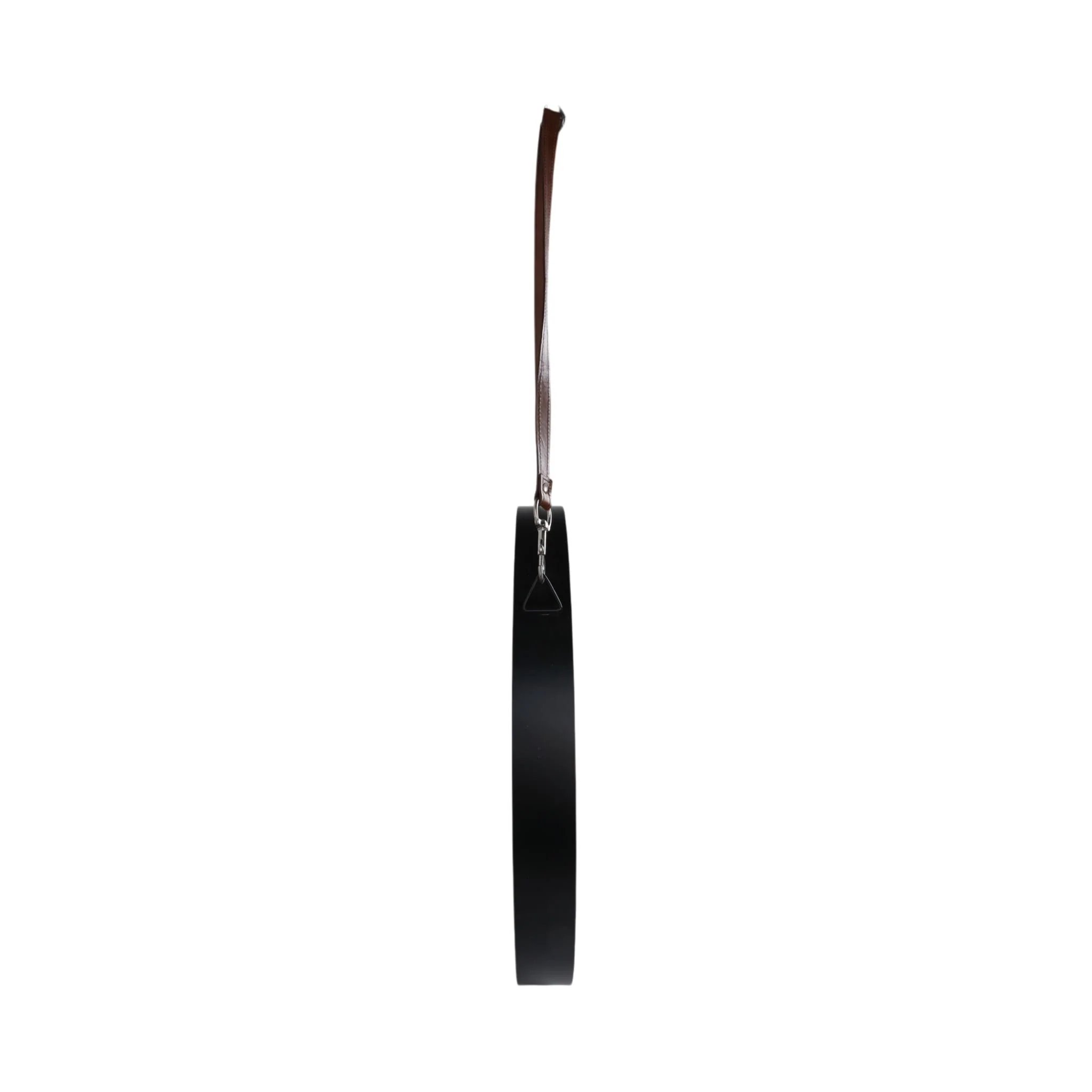 28" Round Mirror W/ Leather Strap, Black - Image 3