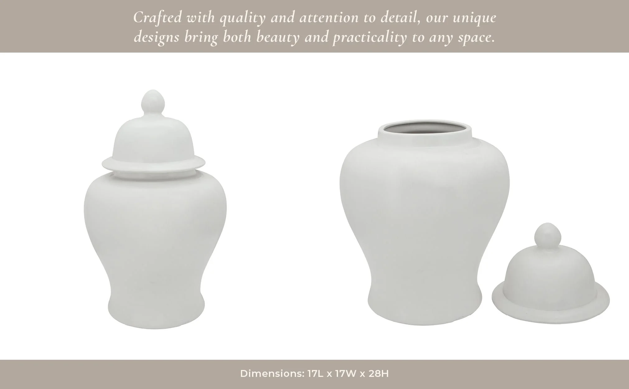 28"h Temple Jar, Matte White - Image 13