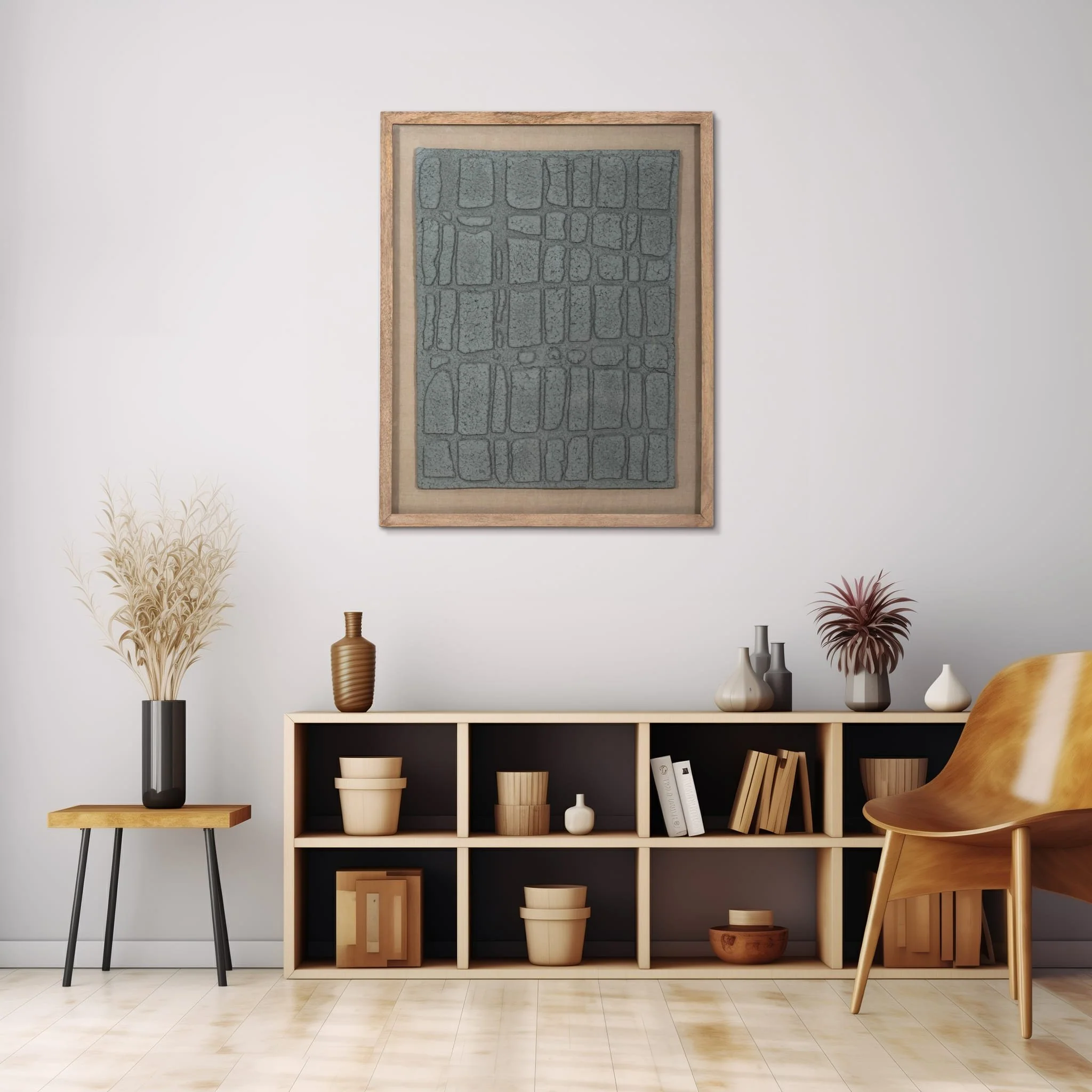 28x35 Paper Mache Wall Art Framed Glass, Dk Gray - Image 10