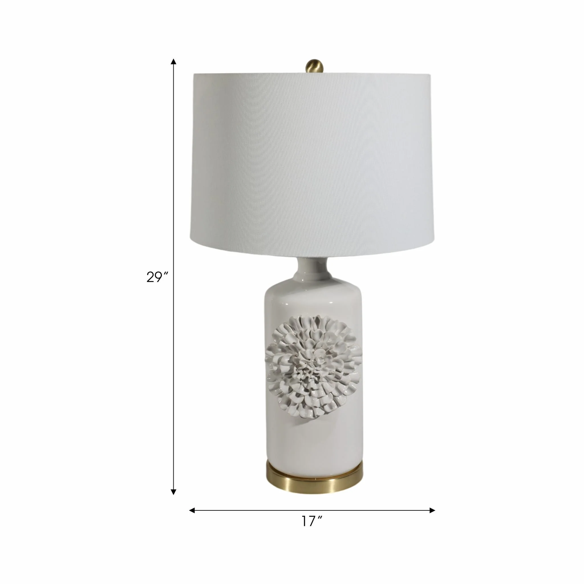 29" Dahlia Flower Applique Table Lamp, Cream/gold - Image 7