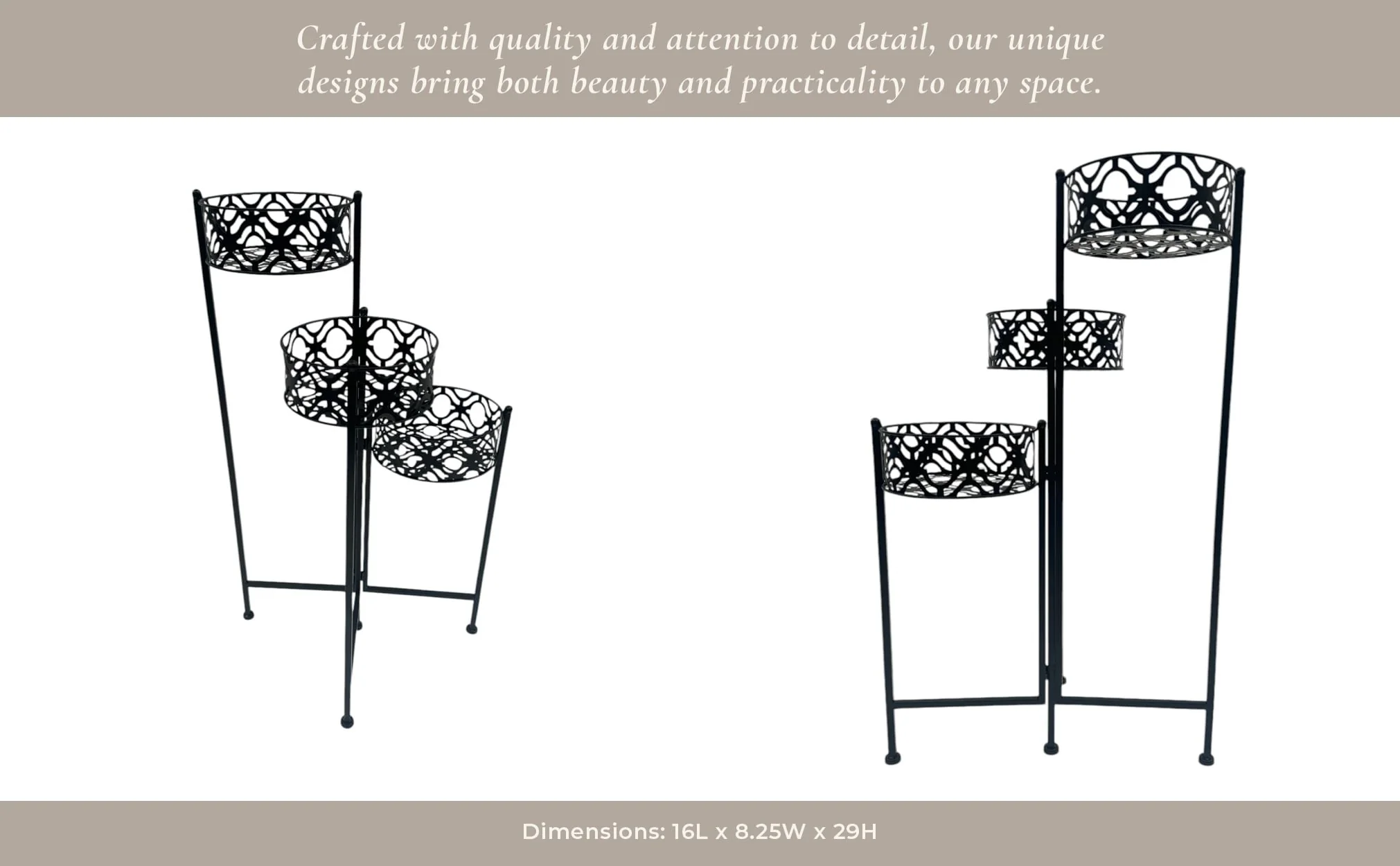 29" Folding 3-tier Plant Stand, Black - Image 11