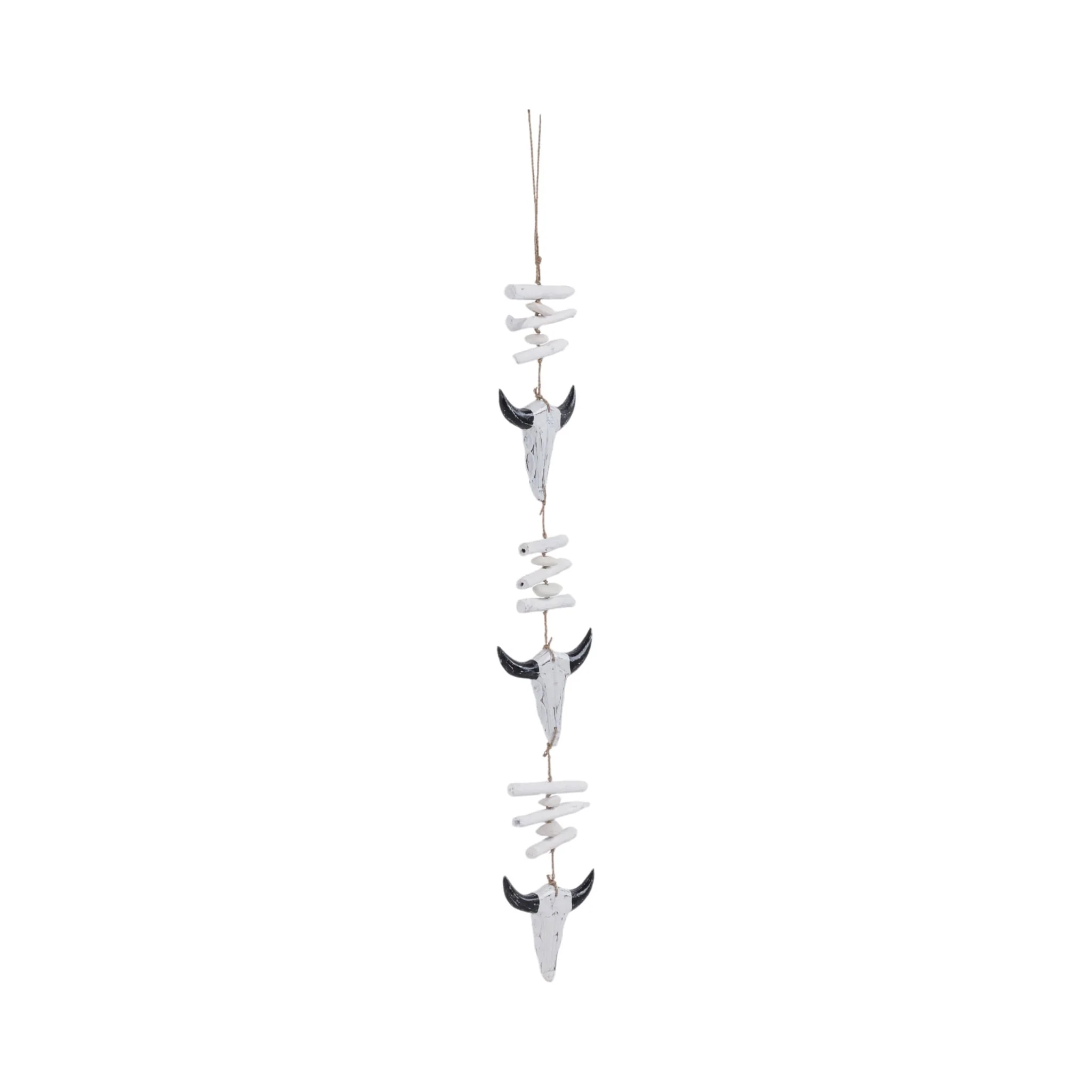 29" Wood Hanging Cow Skulls, Wht/blk - Image 2