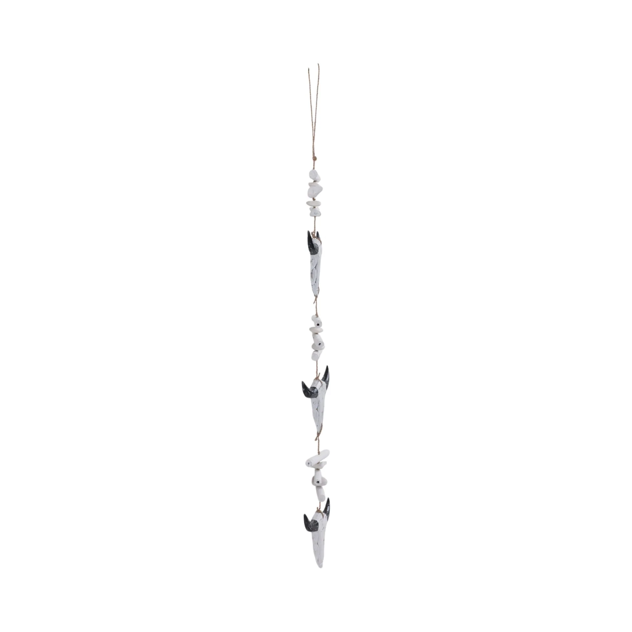29" Wood Hanging Cow Skulls, Wht/blk - Image 3