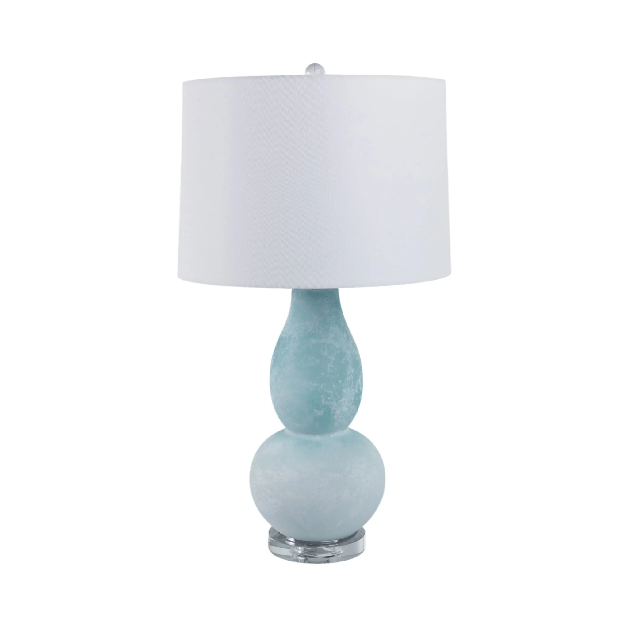 29x16" Gourd Frosted Glass Lamp, Blue - Image 3