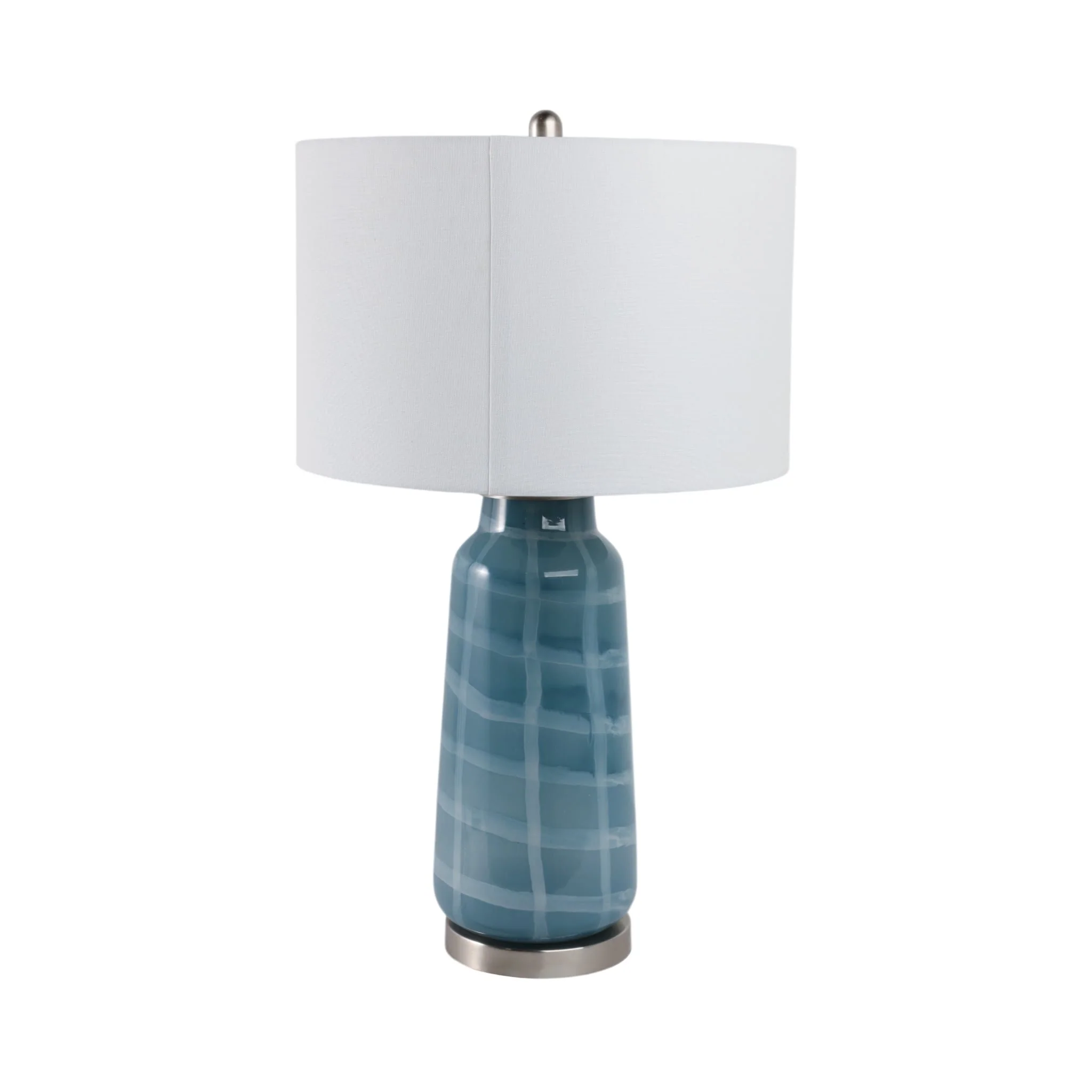 29x17" Checkered Glass Table Lamp, Blue - Image 4
