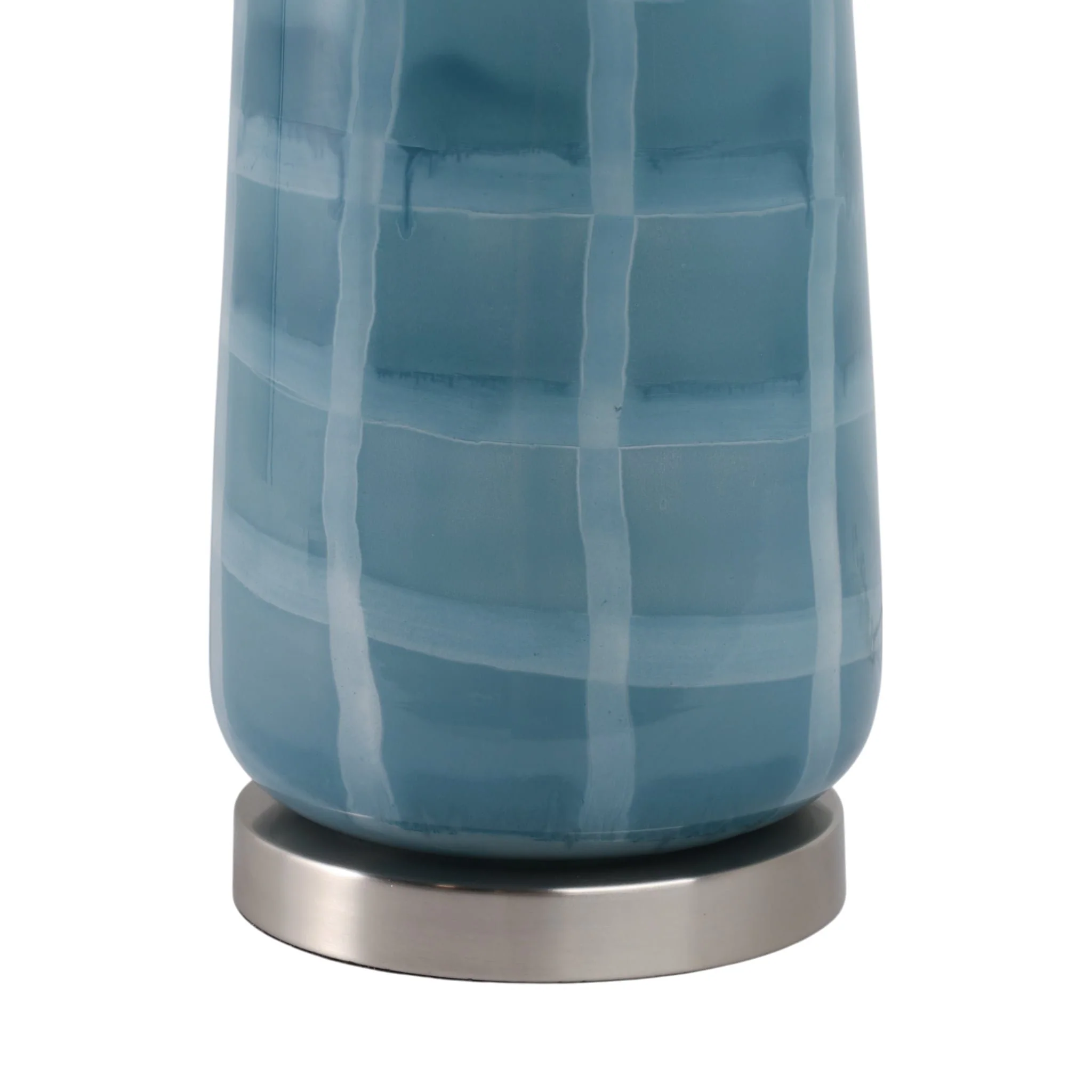 29x17" Checkered Glass Table Lamp, Blue - Image 5