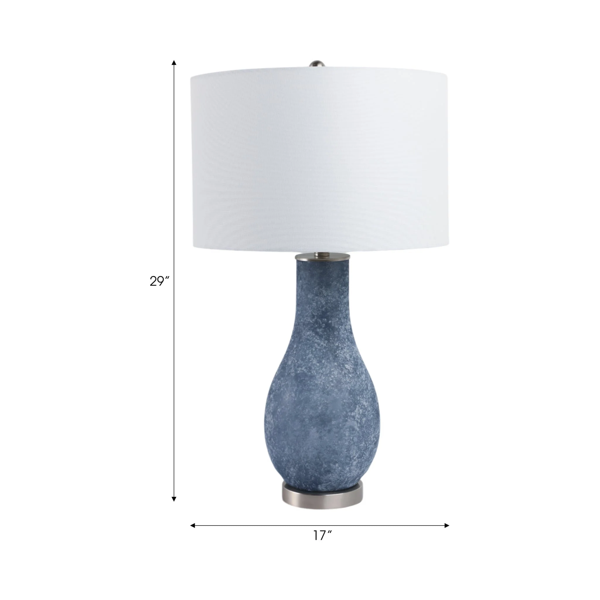 29x17" Frosted Glass Teardrop Table Lamp, Dark Blu - Image 6