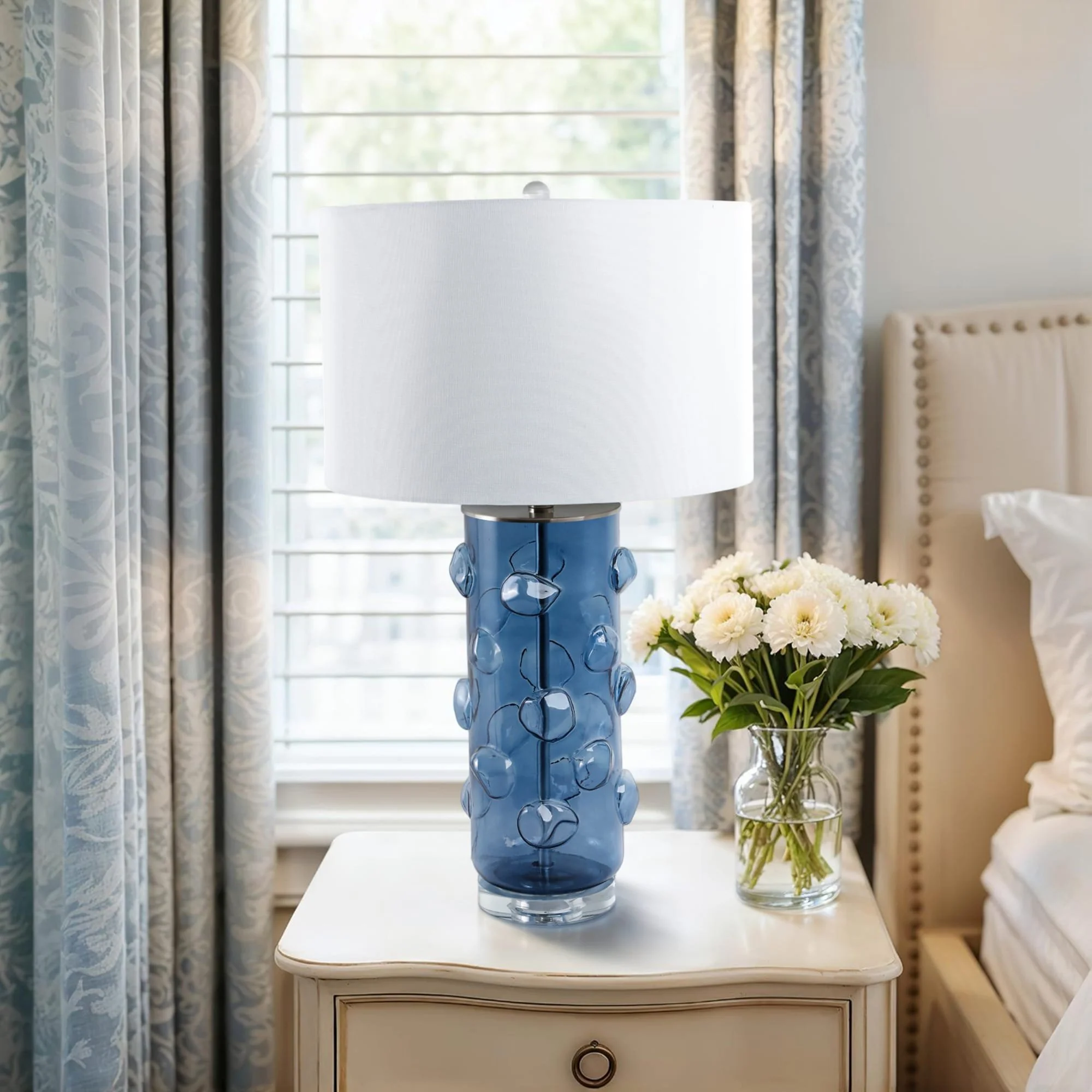 29x17" Glass Bubbles Table Lamp, Blue - Image 7