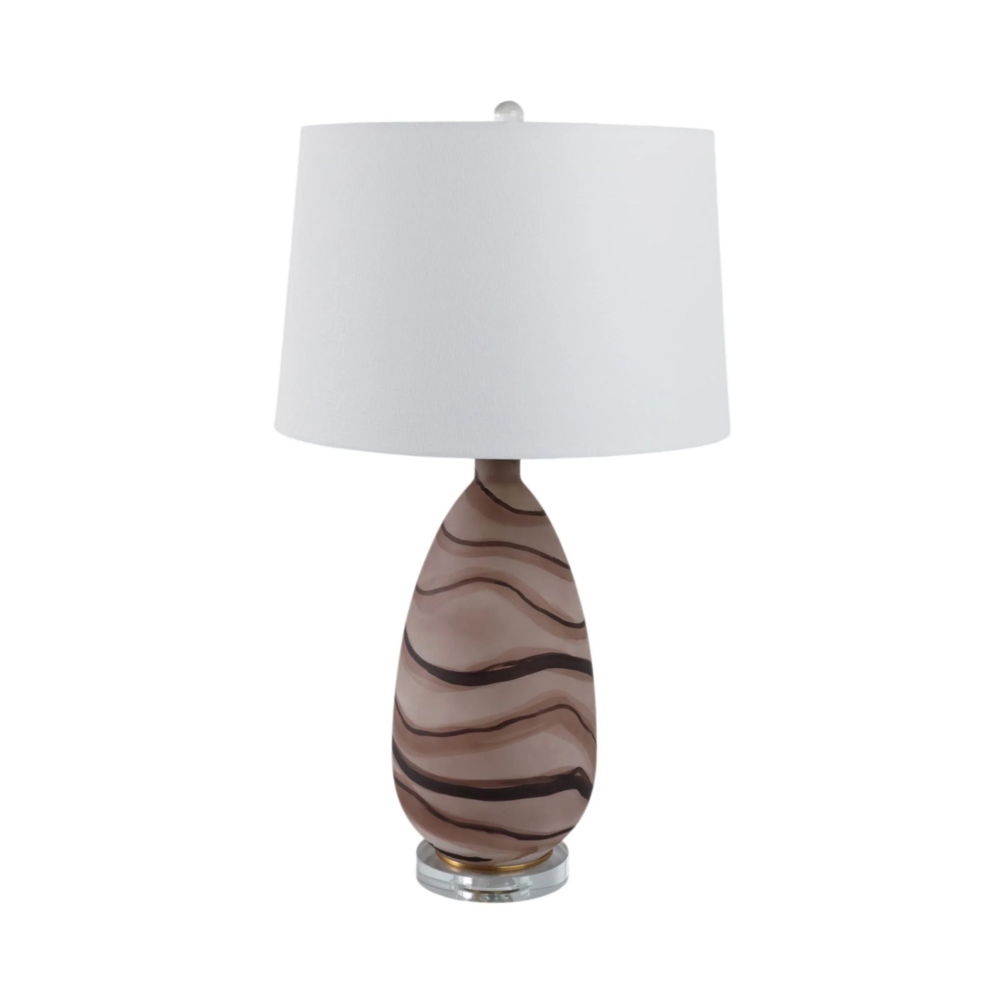 29x17" Marbled Glass Table Lamp, Brown - Image 2