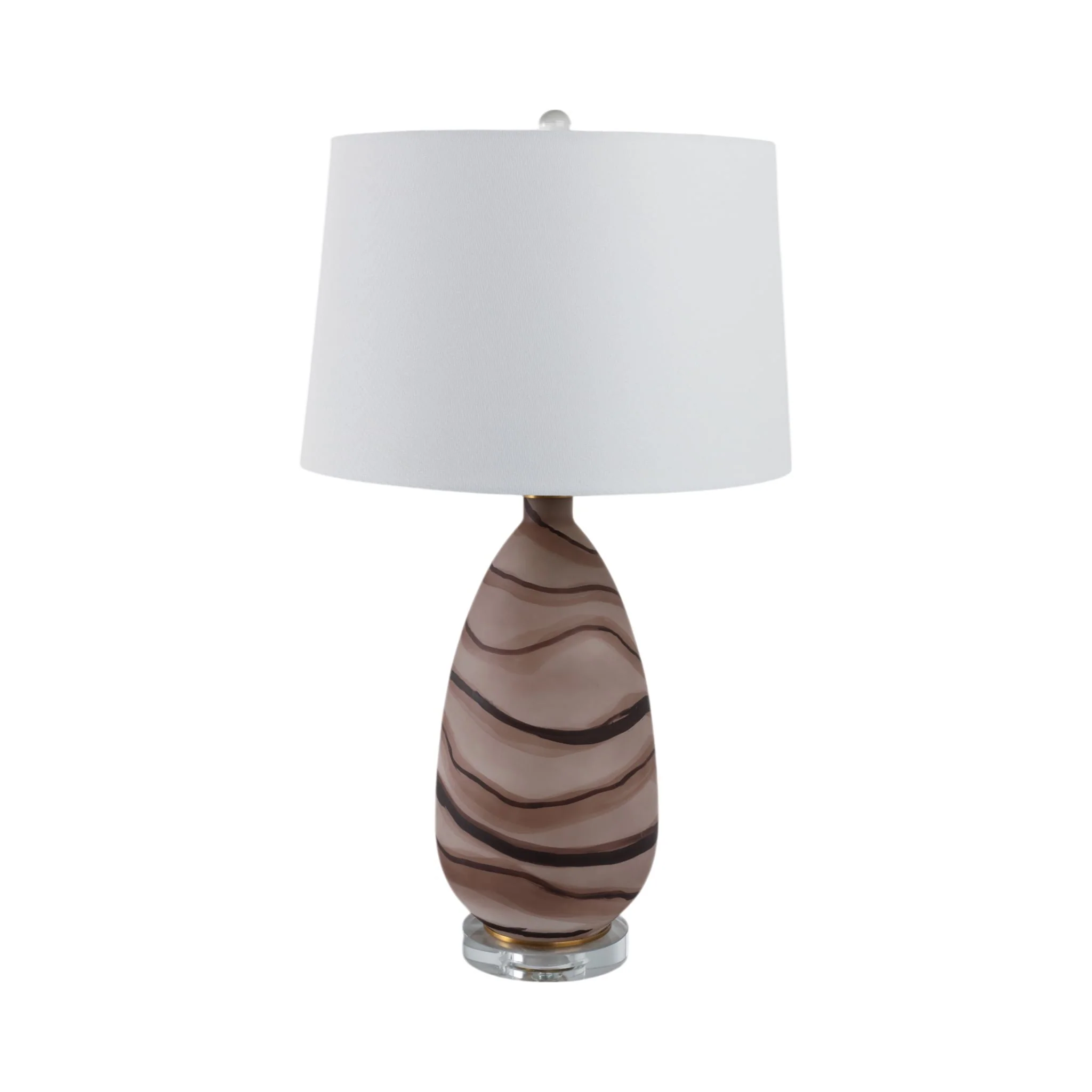 29x17" Marbled Glass Table Lamp, Brown - Image 3