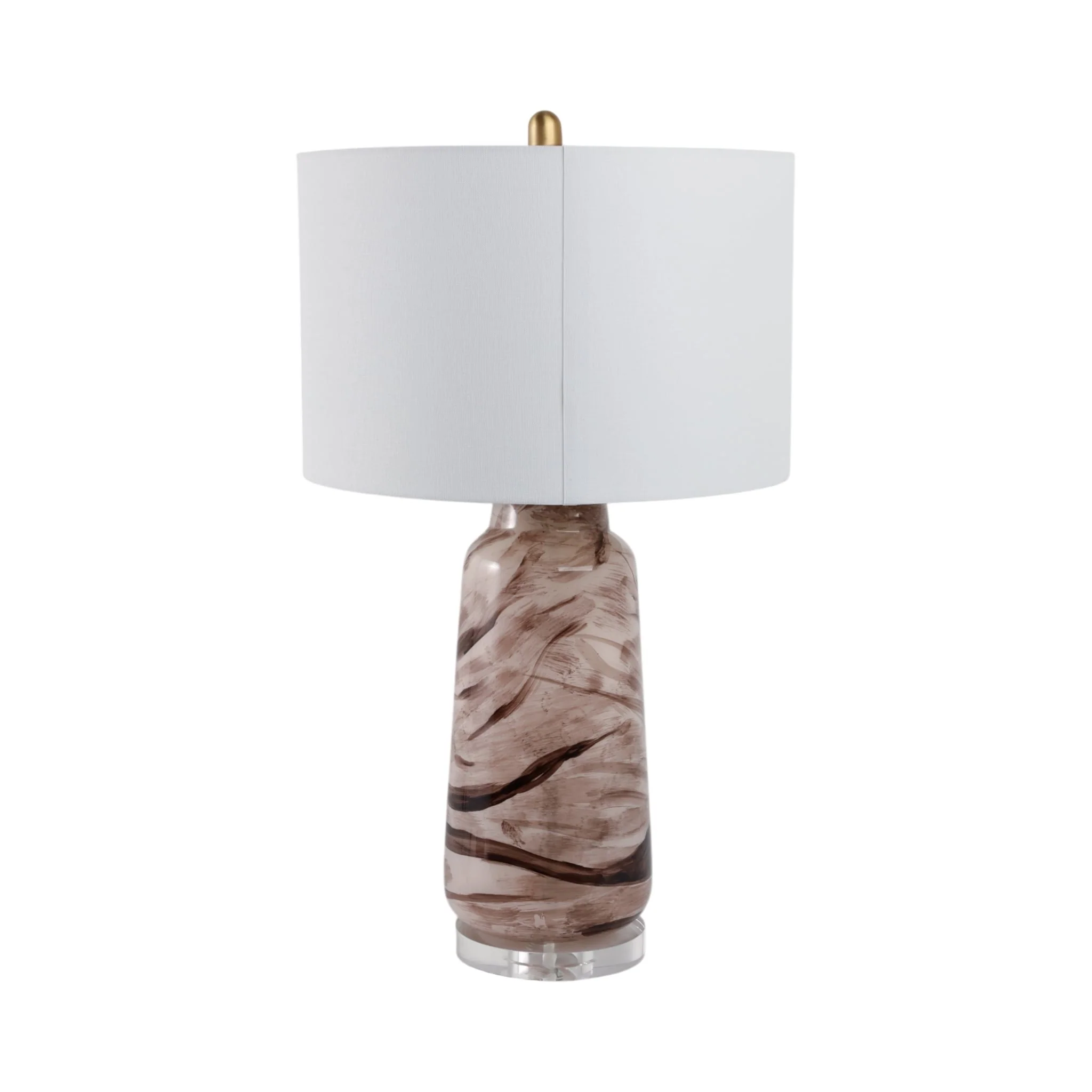29x17" Swirled Glass Table Lamp, Brown - Image 4