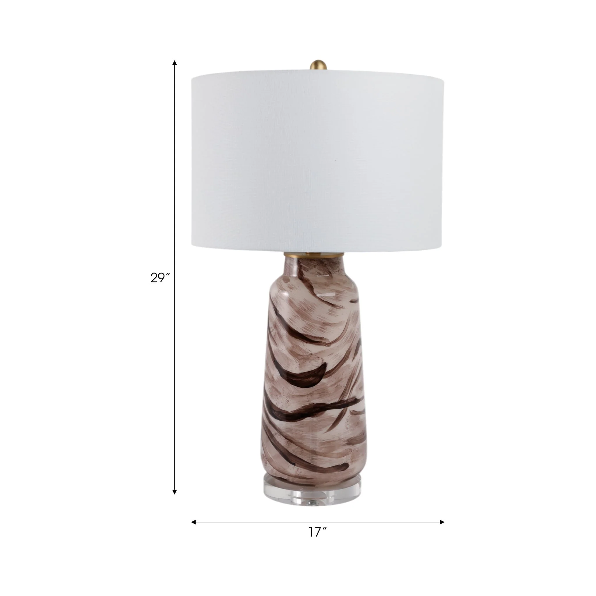 29x17" Swirled Glass Table Lamp, Brown - Image 7