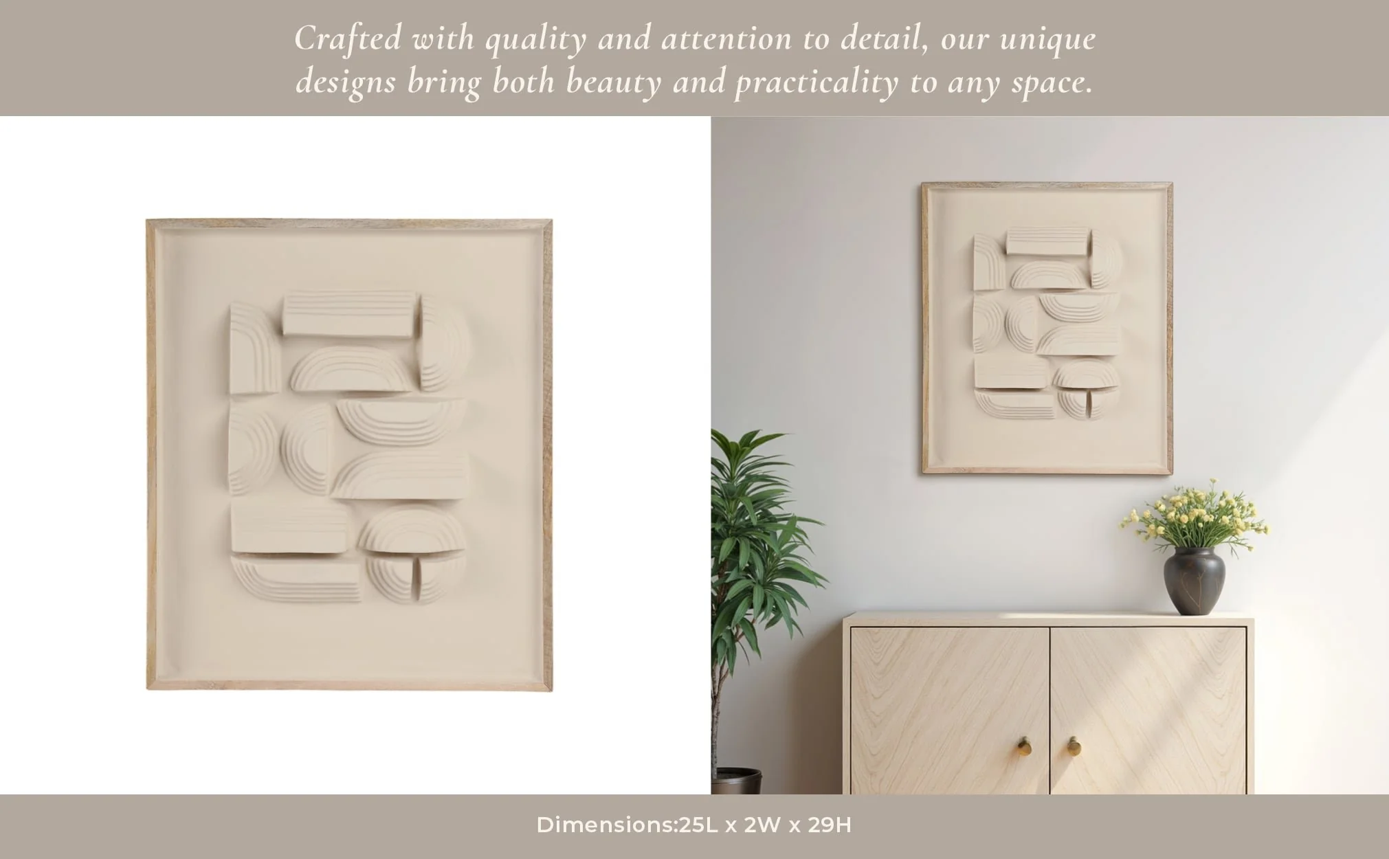 29x25" Geometric Ecomix Wall Art, Ivory - Image 10