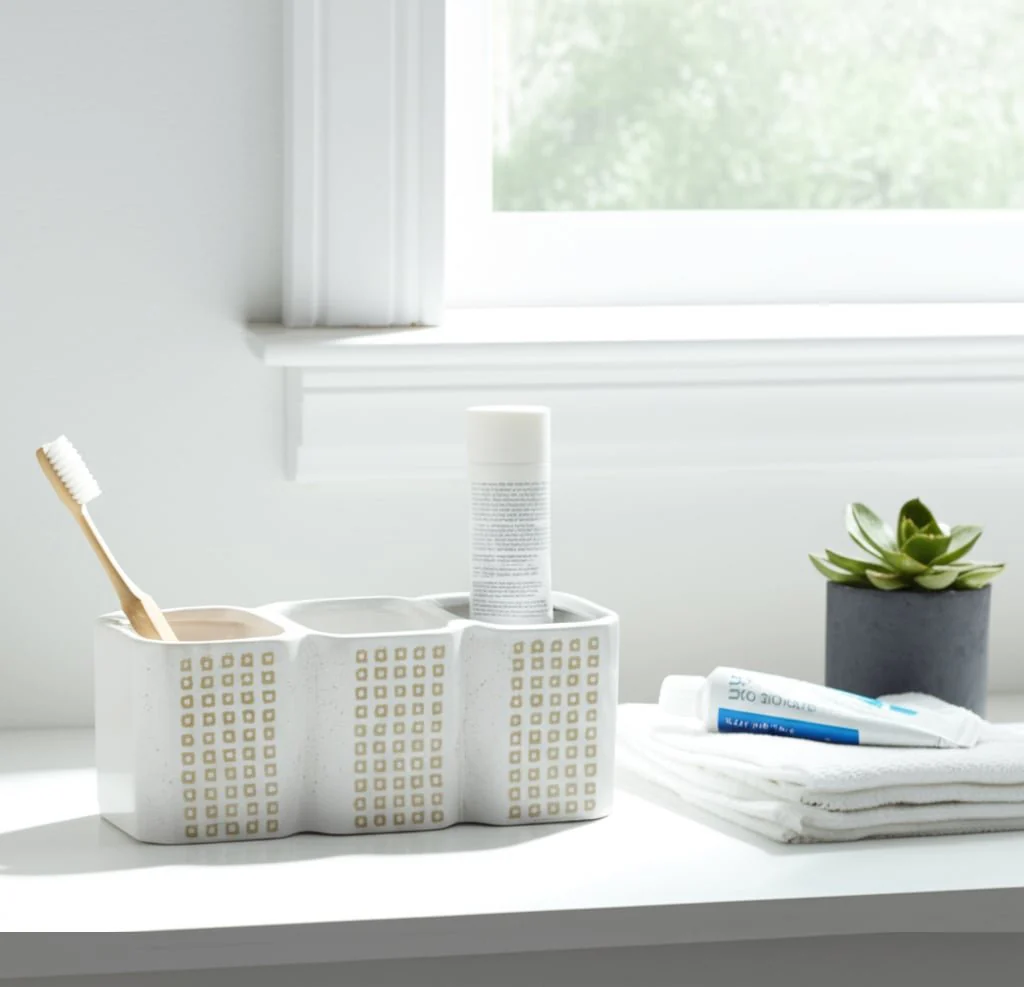 3-cup Dotted Pen Holder, Beige - Image 12
