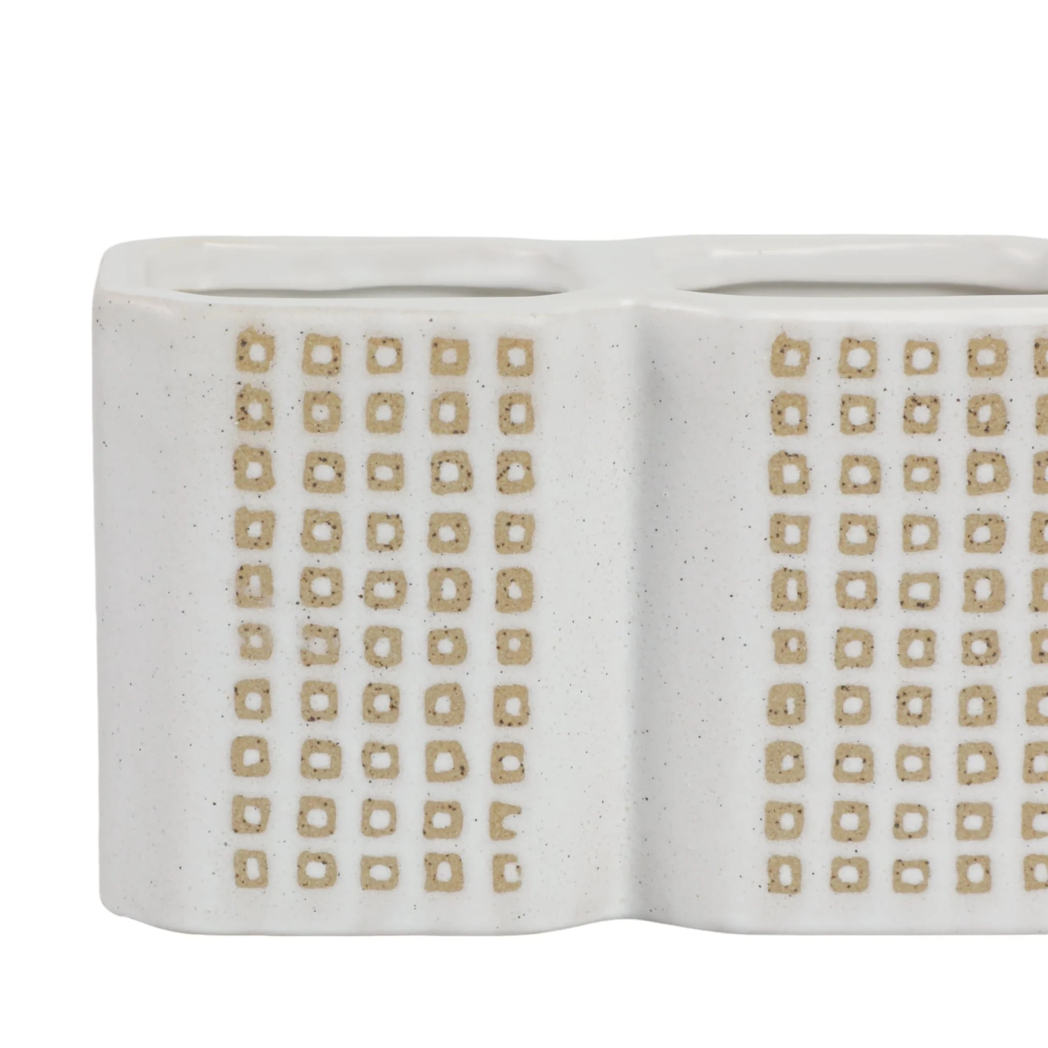 3-cup Dotted Pen Holder, Beige - Image 5