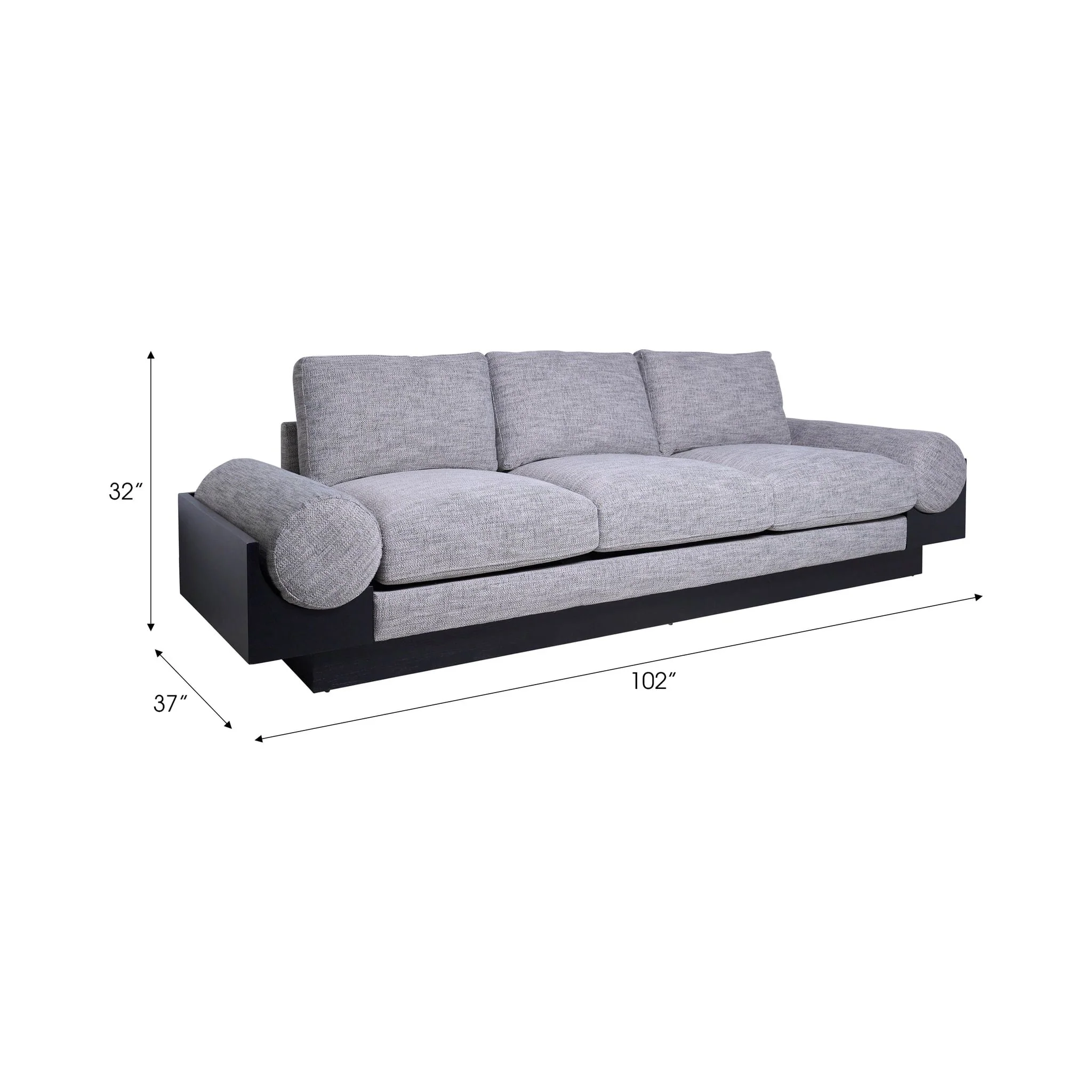 3- Seater Bolster Sofa - Black Wood Base - Tan/blk - Image 8