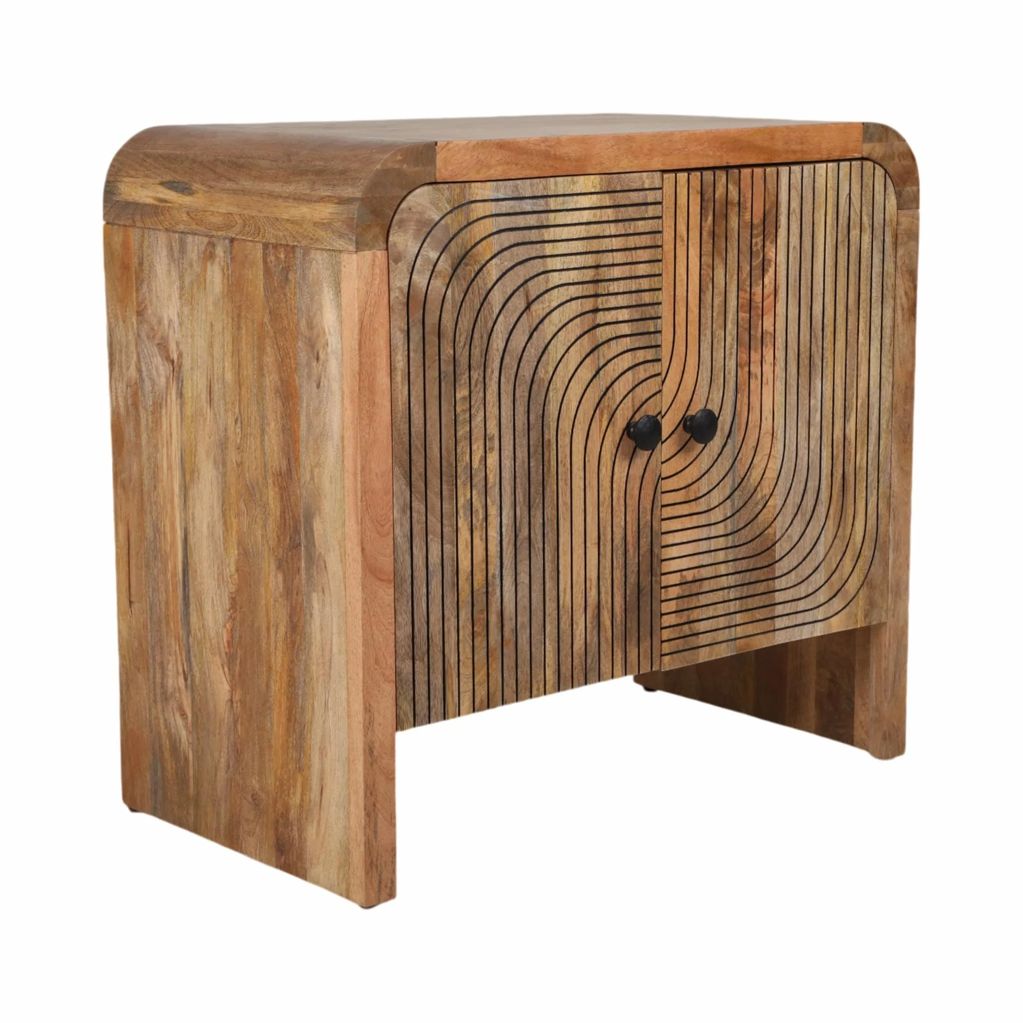 30" Carved Front Waterfall Edge 2 Door Cabinet - Image 2