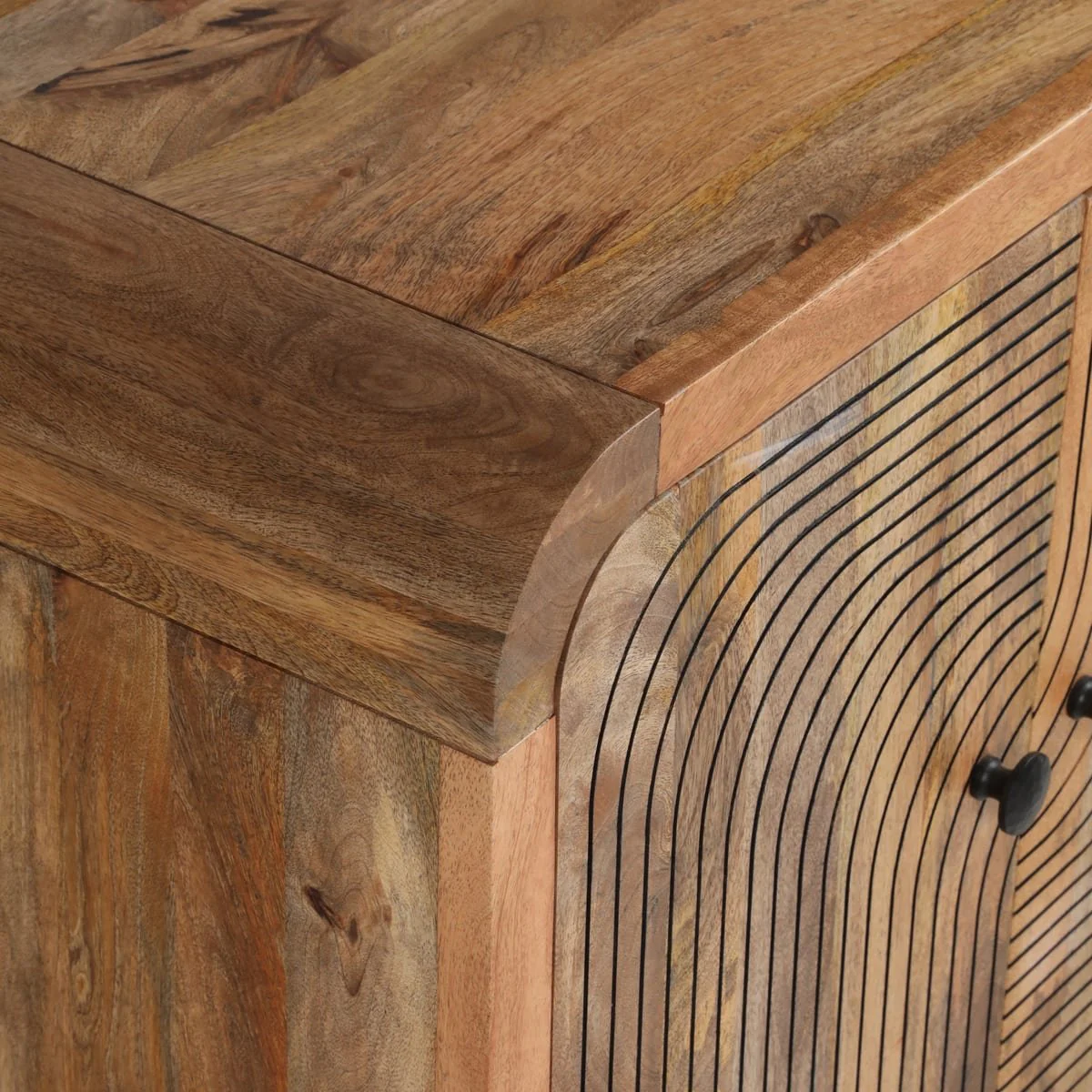 30" Carved Front Waterfall Edge 2 Door Cabinet - Image 7
