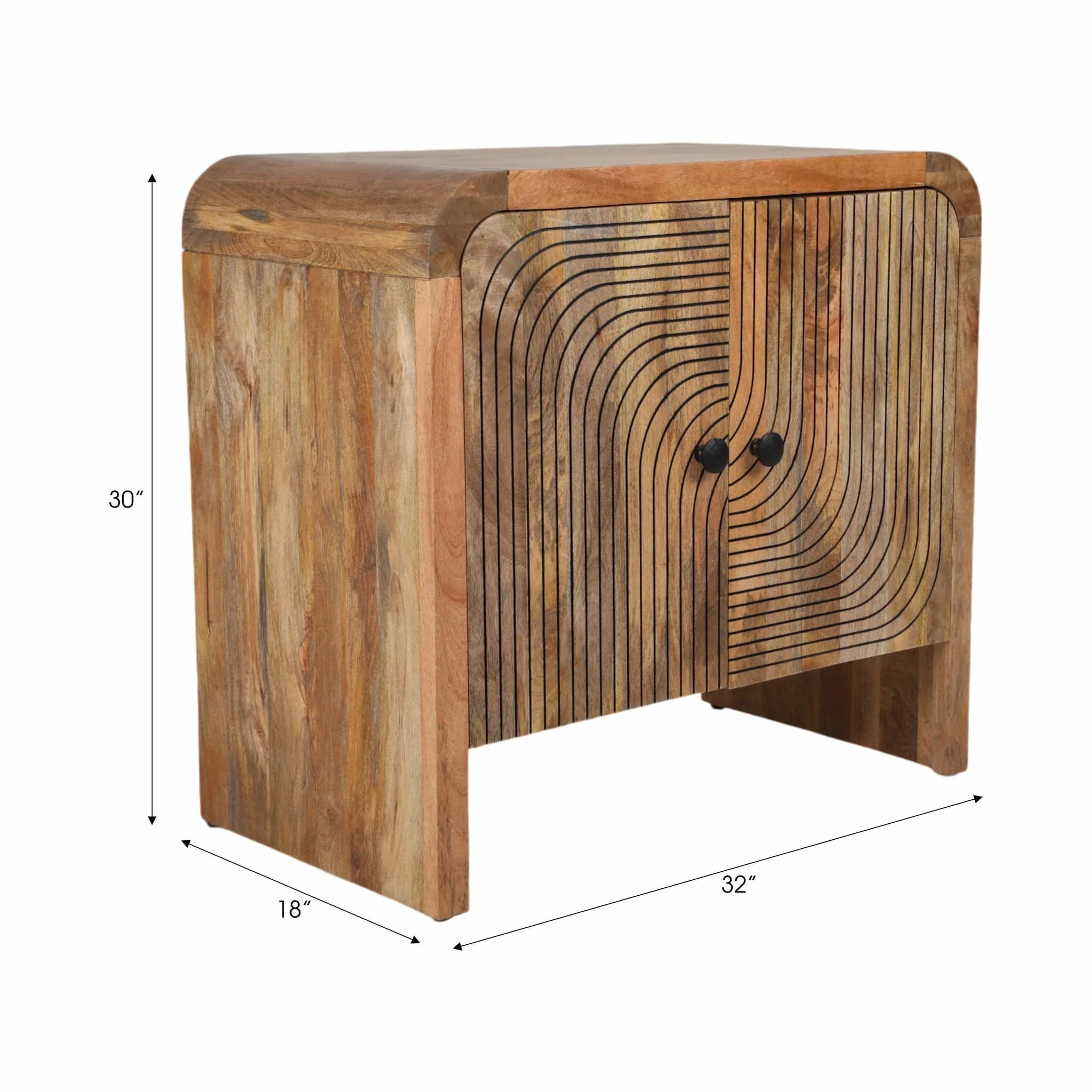 30" Carved Front Waterfall Edge 2 Door Cabinet - Image 9