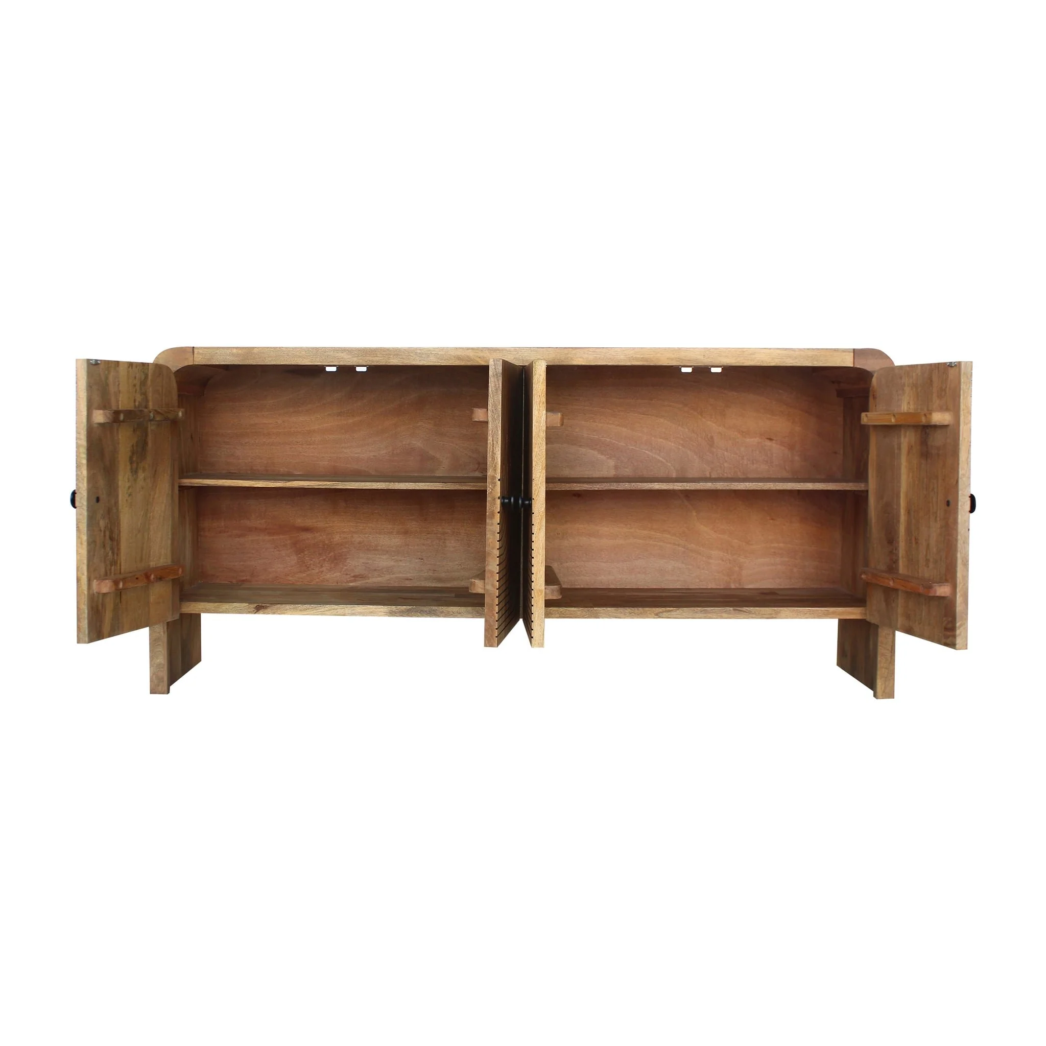 30" Carved Front Waterfall Edge Sideboard, Brwn - Image 3