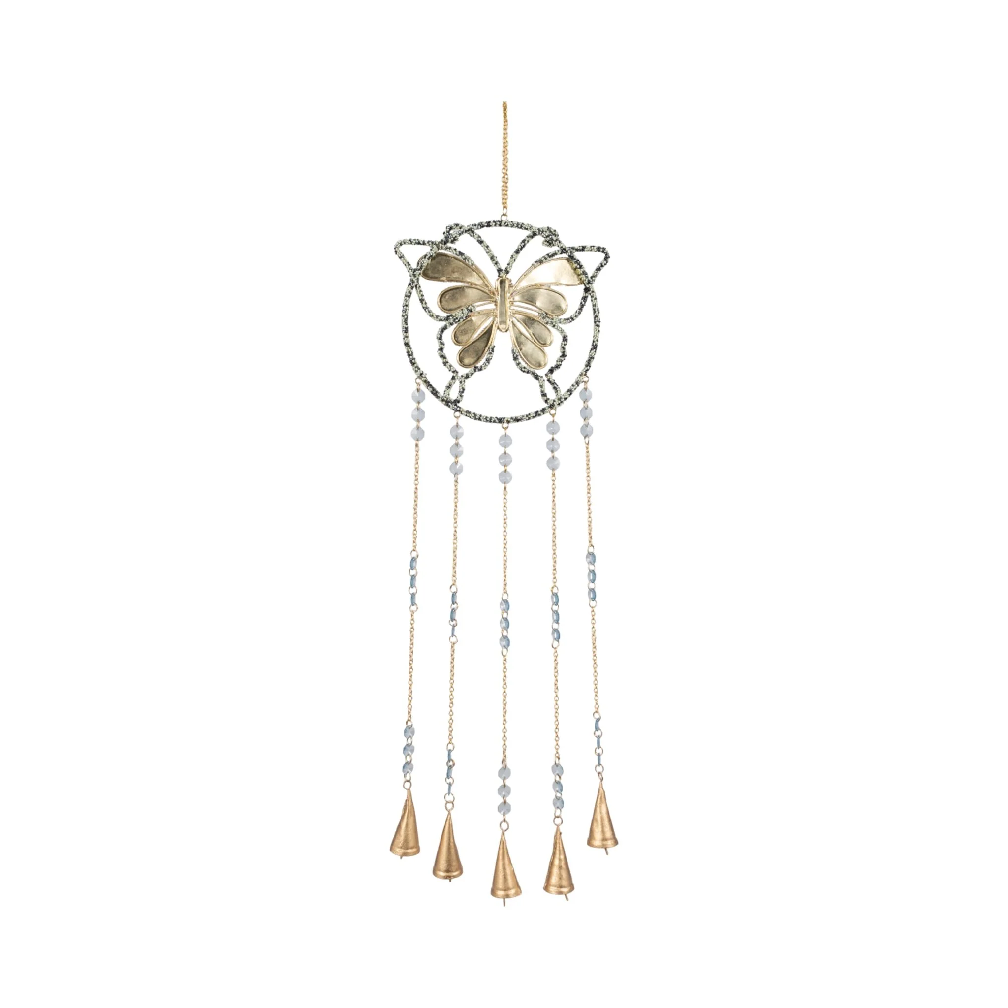 30" Mosaic Butterfly With Bells, Blue/gold - Image 6